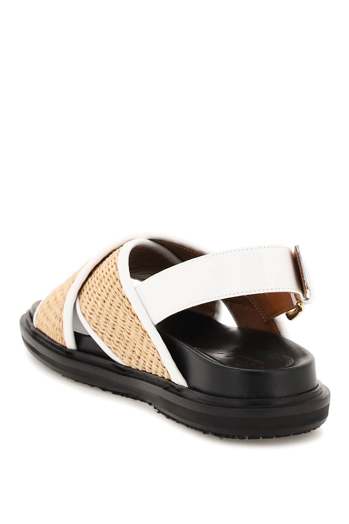 Shop Marni Leather And Raffia Fussbett Sandals Women In Multicolor