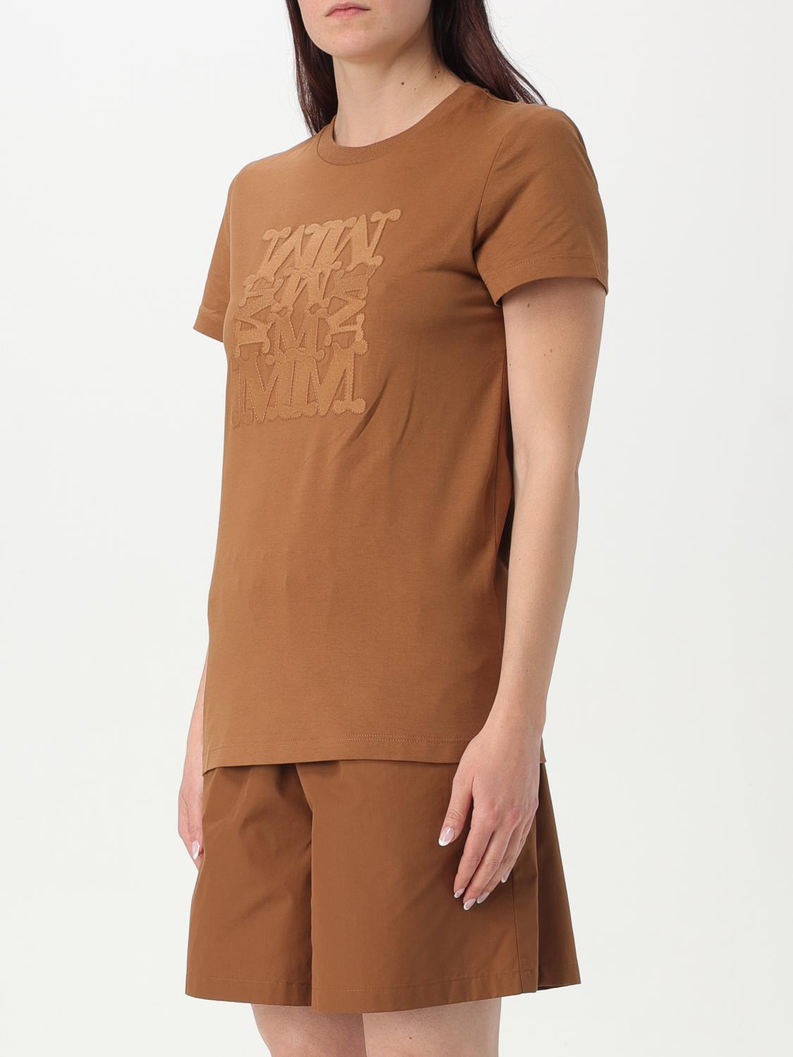 Max Mara T-shirt Woman Leather In Brown