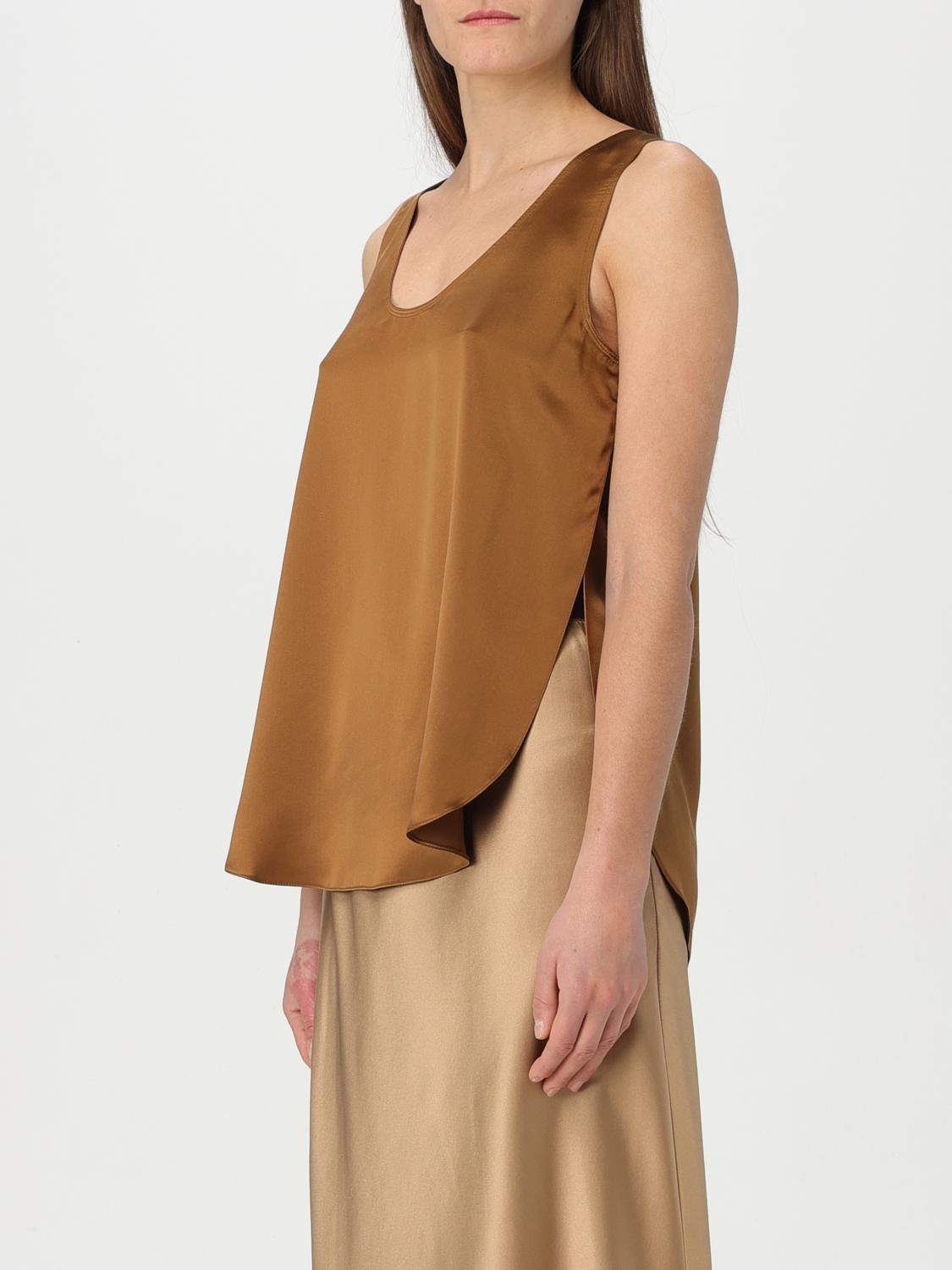 Max Mara Filly Satin Top In Brown