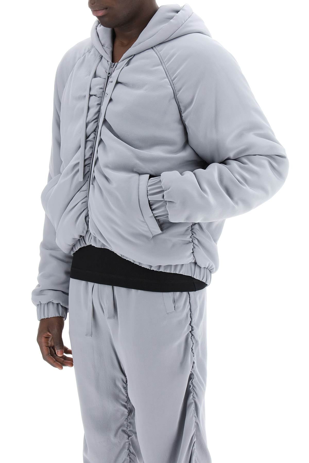 Shop Dolce & Gabbana Cropped Satin Crepe Bomber Jacket Men In Gray