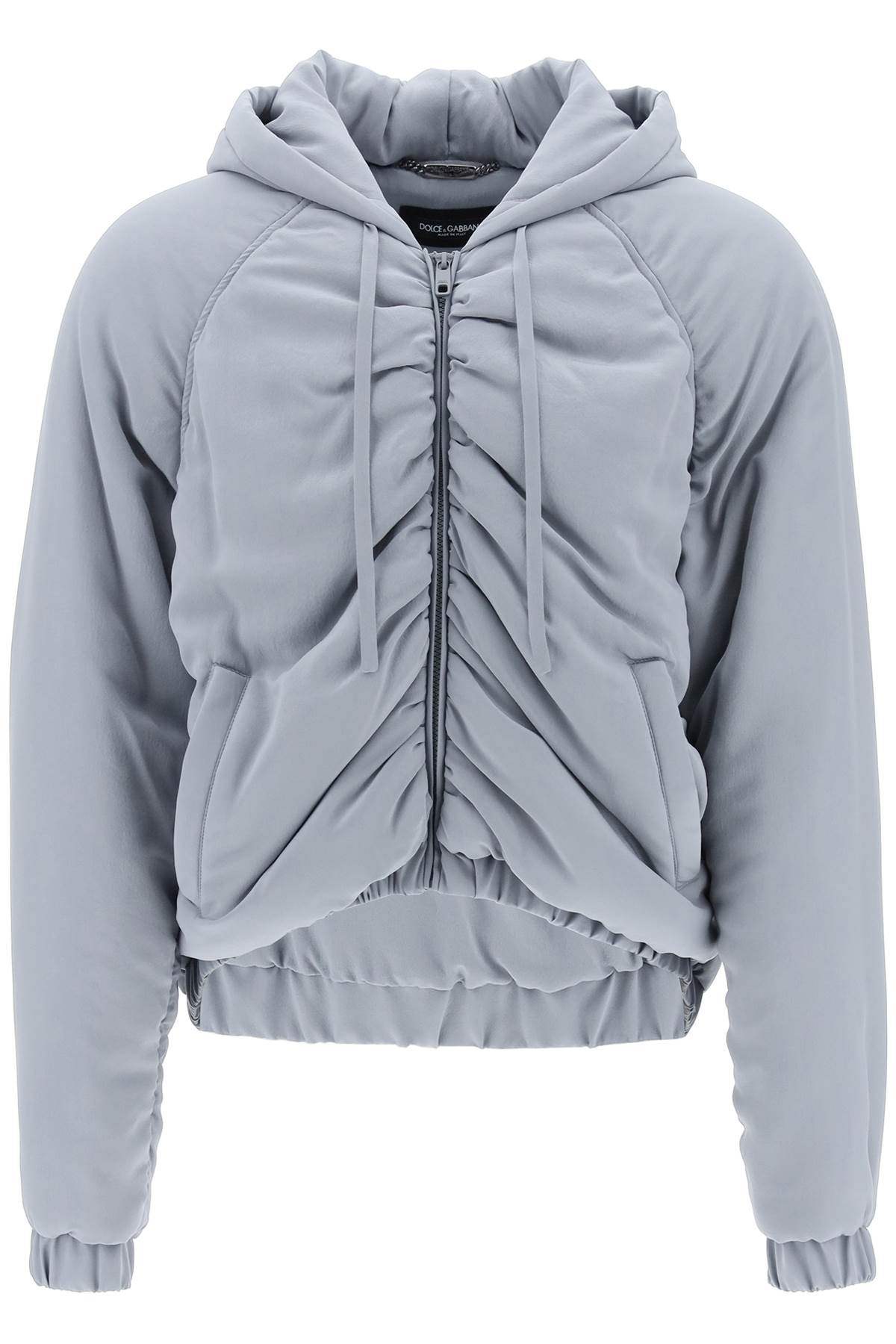 Shop Dolce & Gabbana Cropped Satin Crepe Bomber Jacket Men In Gray