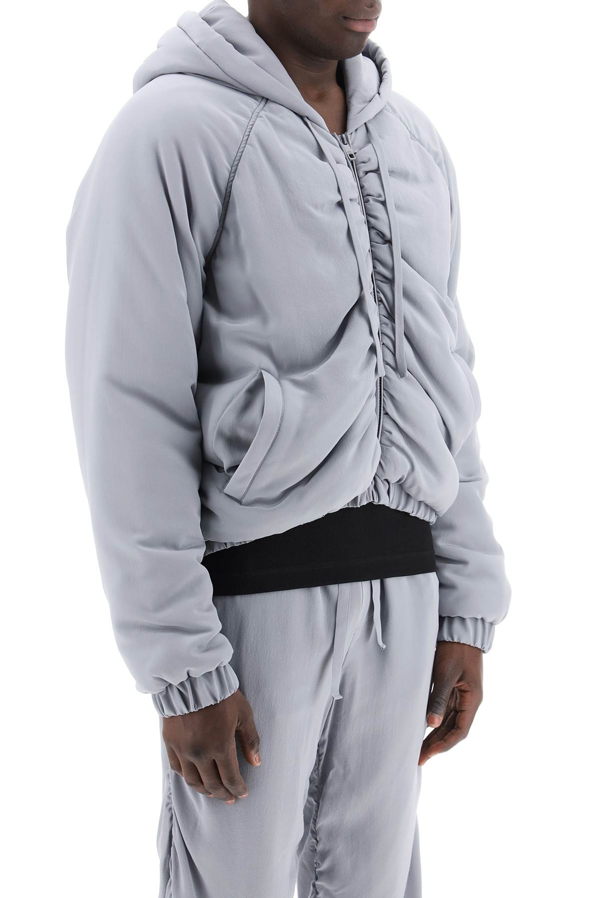 Shop Dolce & Gabbana Cropped Satin Crepe Bomber Jacket Men In Gray