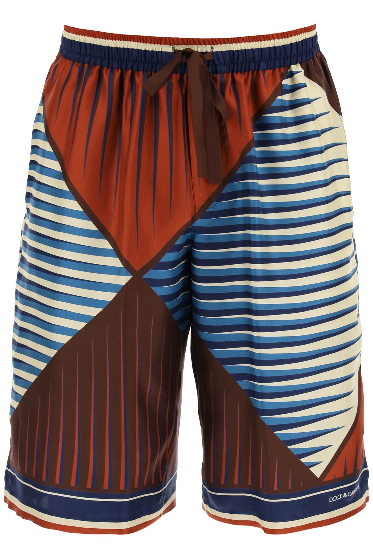 Shop Dolce & Gabbana Printed Silk Bermuda Shorts Set Men In Multicolor