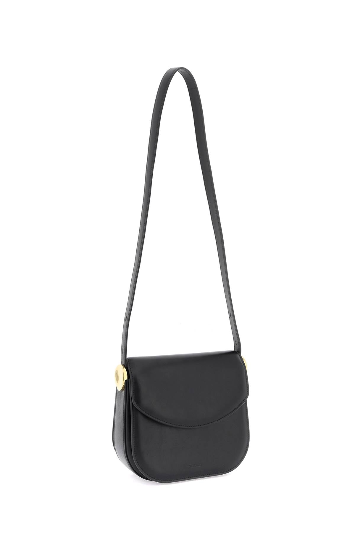 Shop Jil Sander Padded Leather Coin Shoulder Bag With Adjustable Strap Women In Black