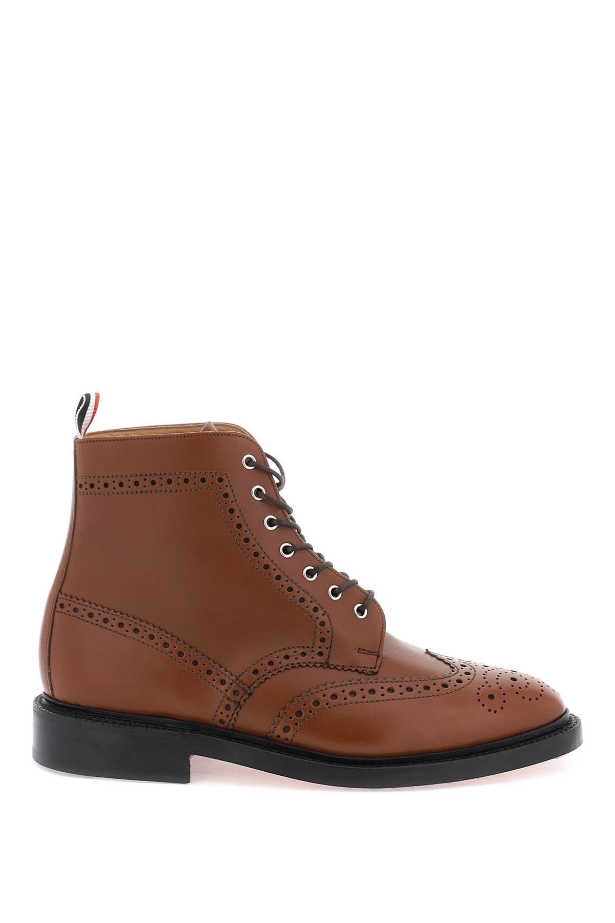 Shop Thom Browne Wingtip Ankle Boots With Brogue Details Men In Multicolor