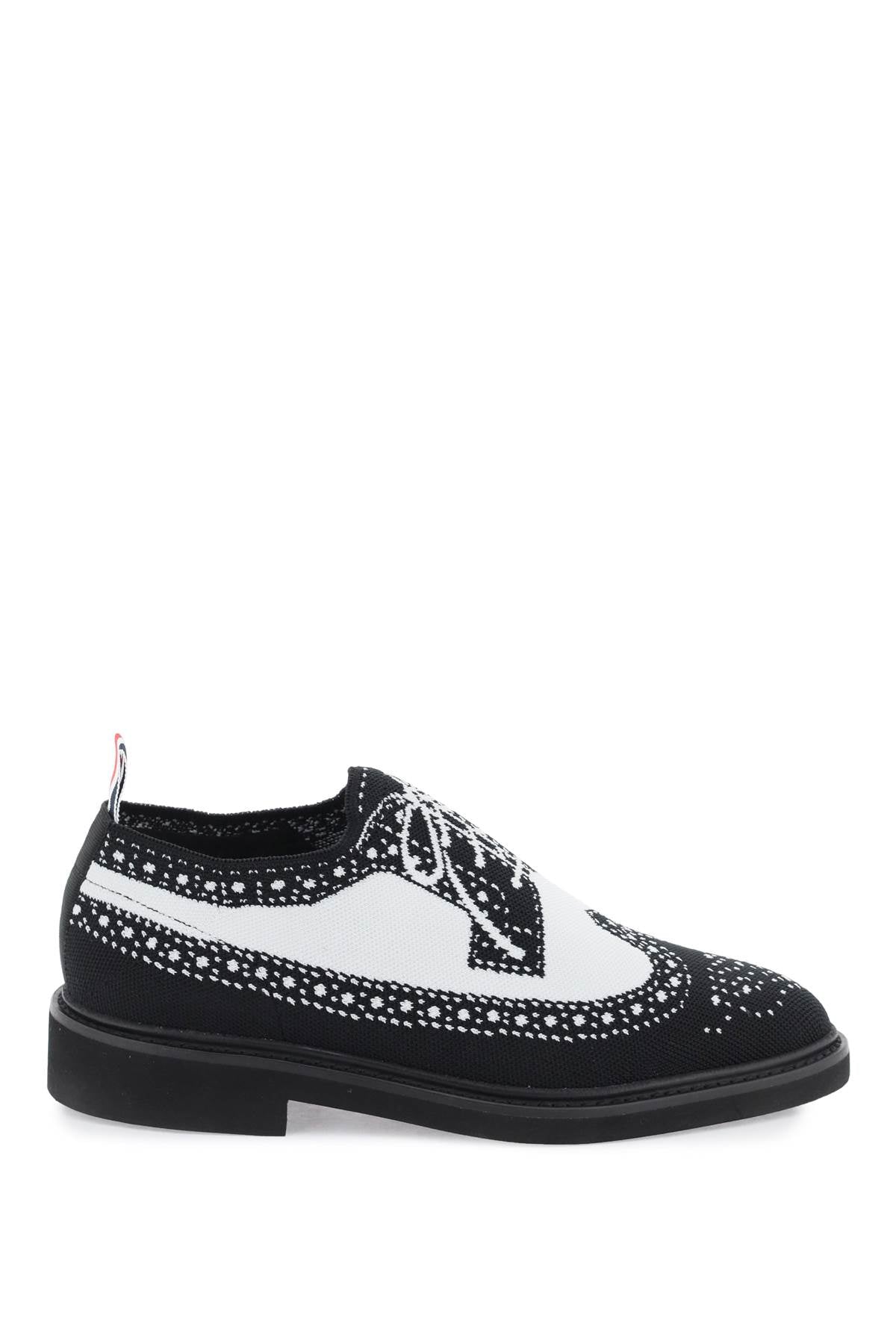 Shop Thom Browne Longwing Brogue Loafers In Trompe L'oeil Knit Men In Multicolor