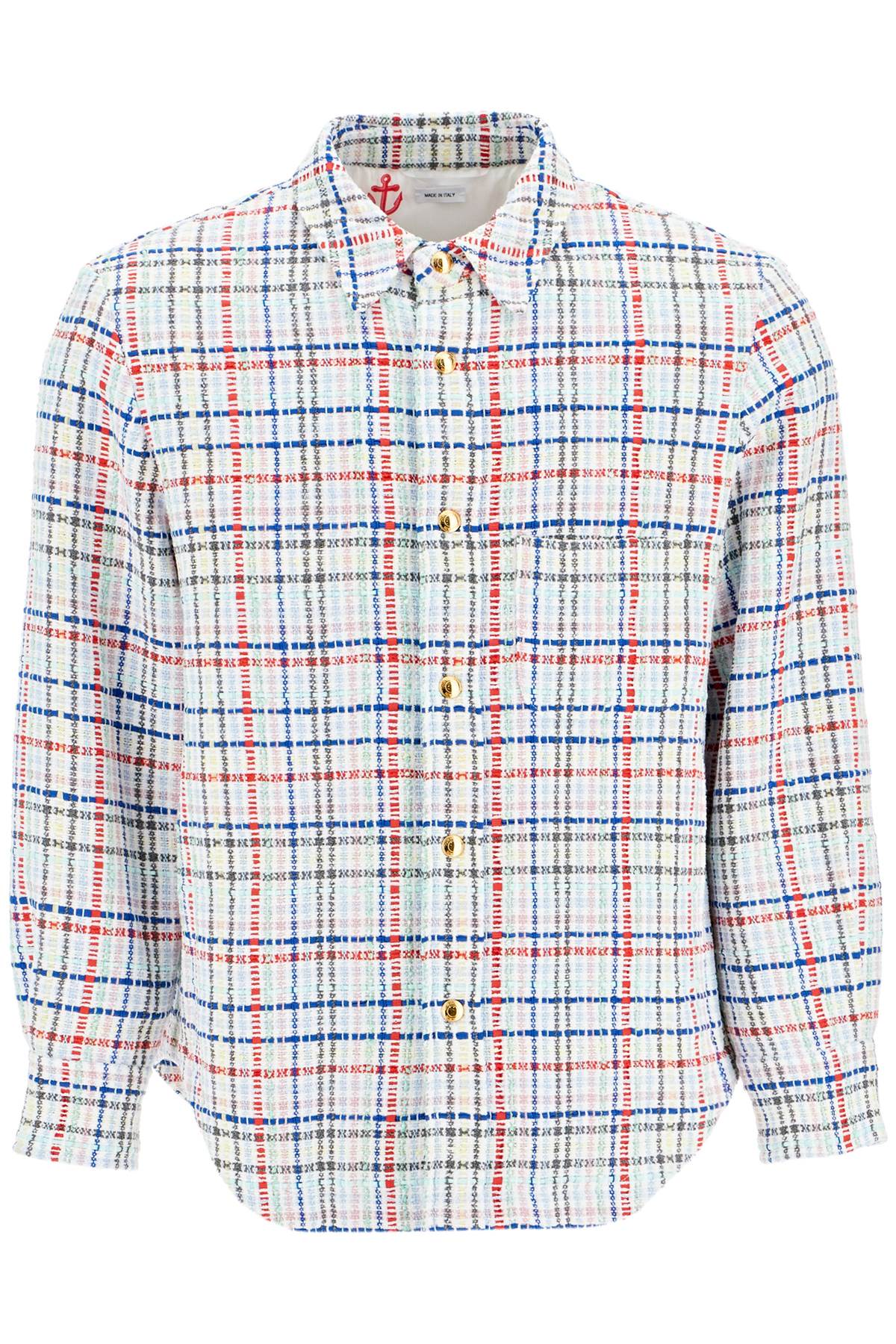Shop Thom Browne Multicolor Gingham Tweed Shirt Jacket Men