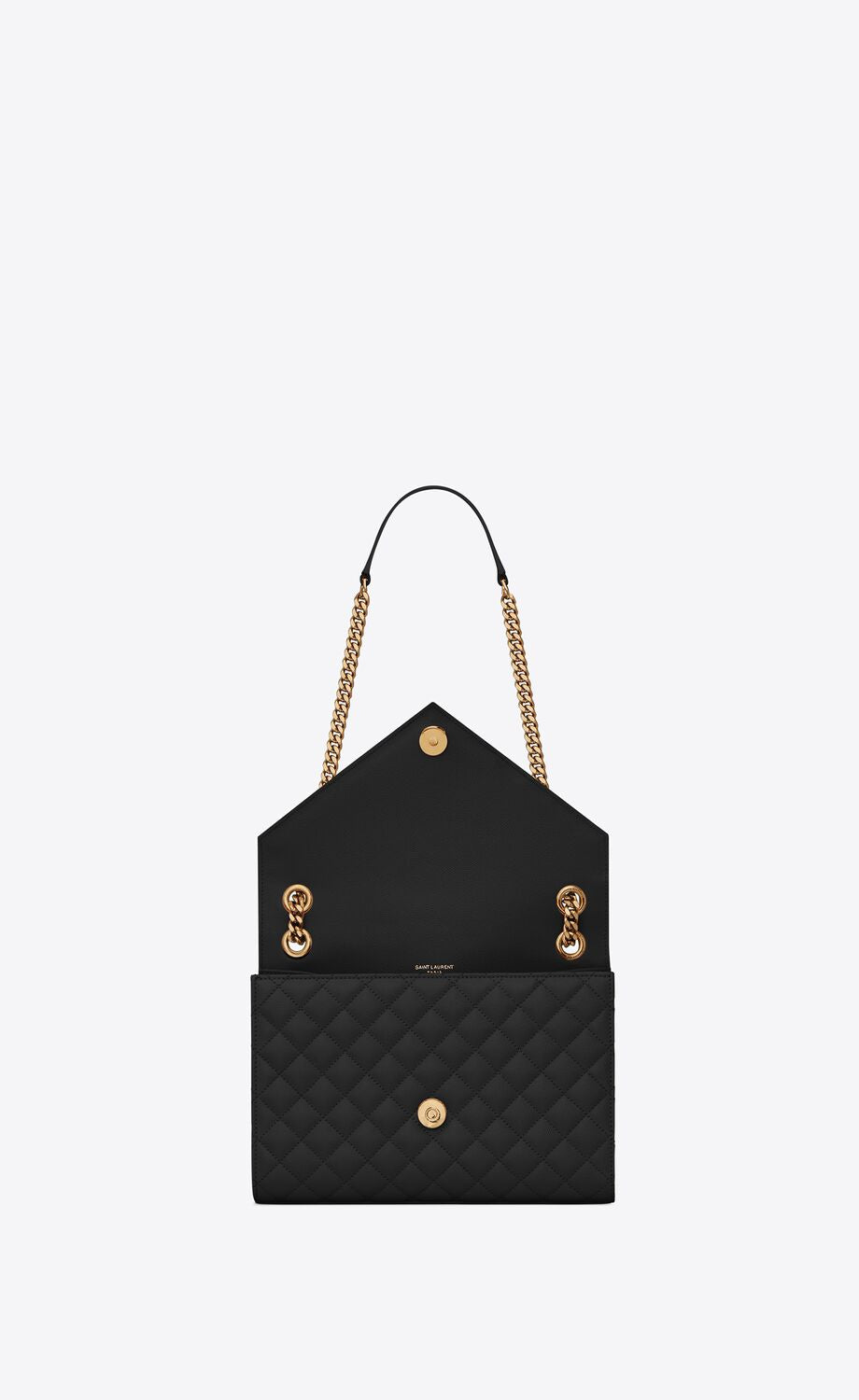 Shop Saint Laurent Women Medium Envelope Quilted Leather Bag In Black
