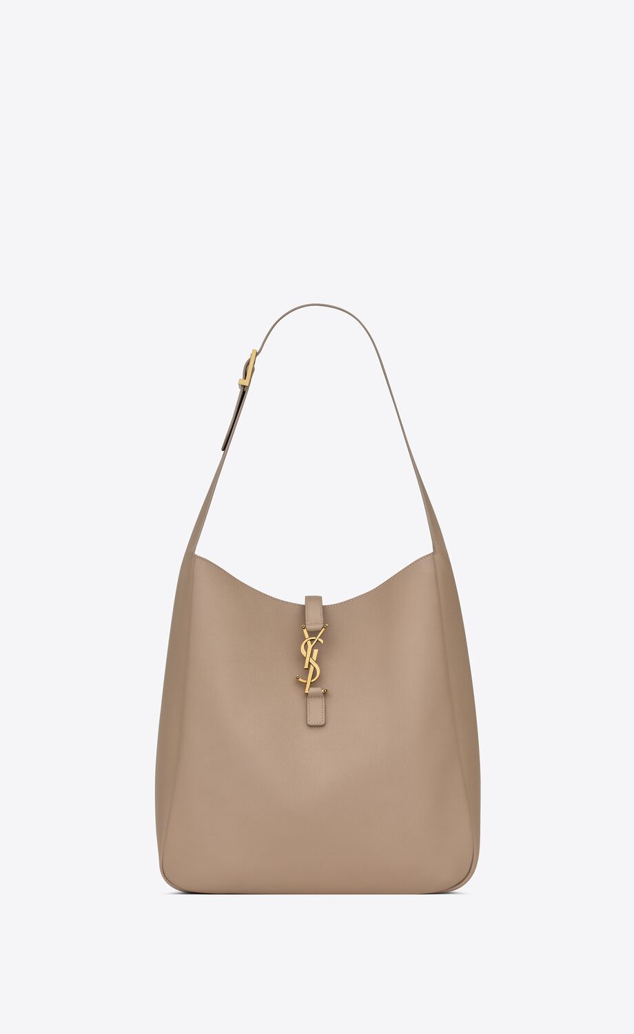 Shop Saint Laurent Women Large Le 5 À 7 Leather Supple Bag In Cream