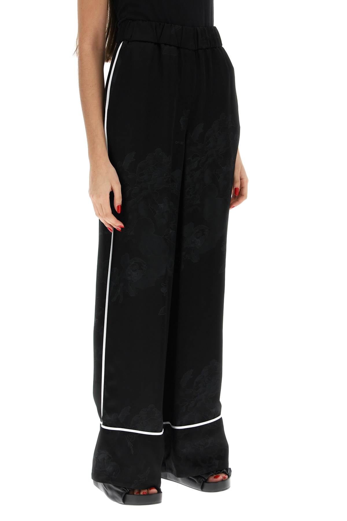 Shop Off-white Jacquard Pijama Pants Women In Black