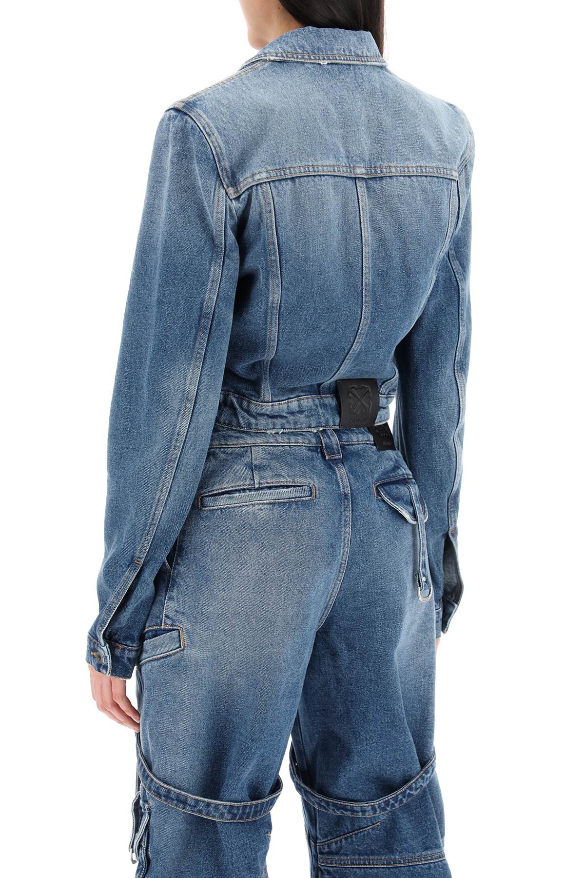 Shop Off-white Denim Jacket With Harness Details Women In Blue
