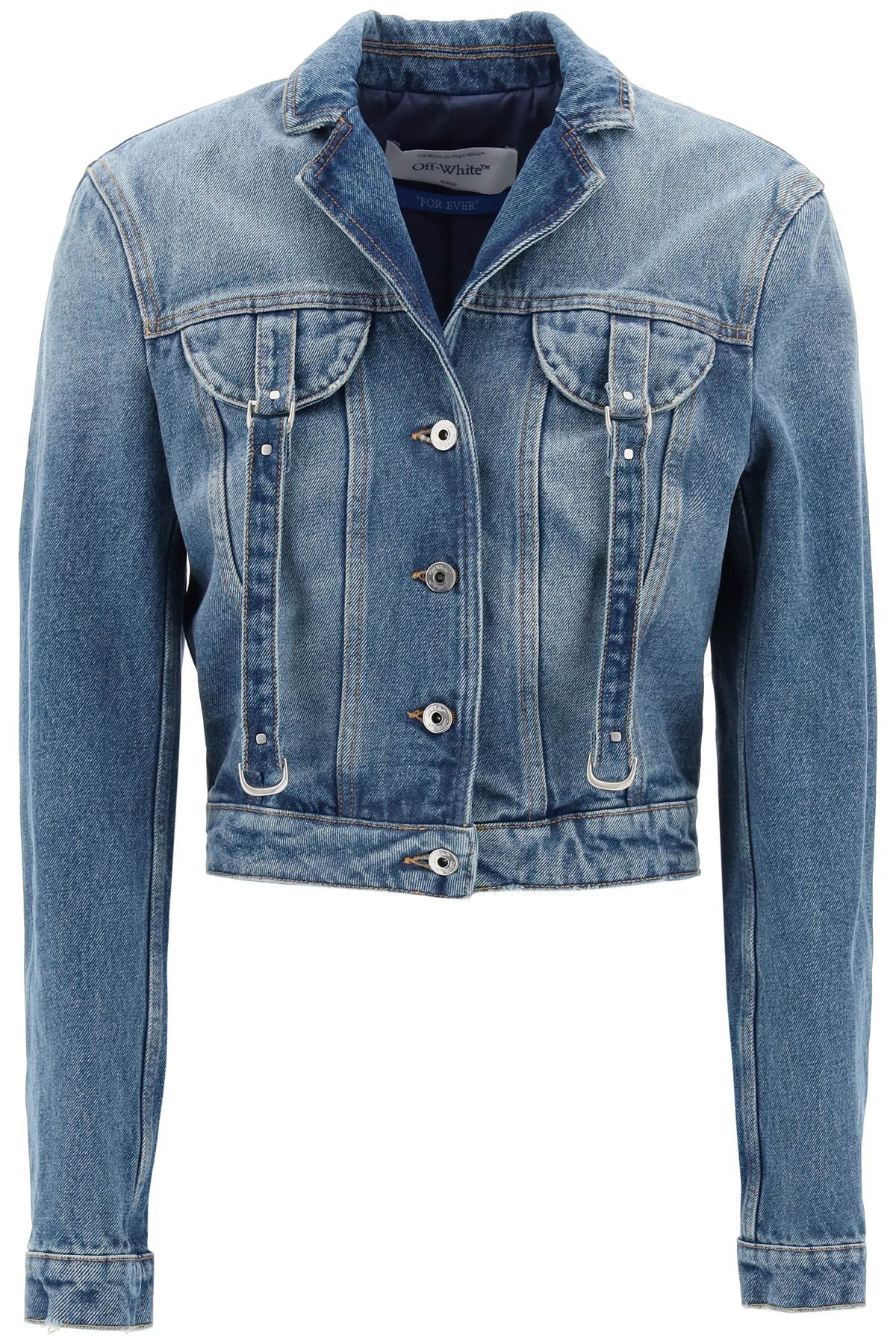 Shop Off-white Denim Jacket With Harness Details Women In Blue