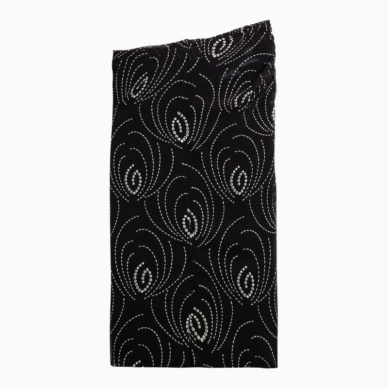 Shop Prada Black Printed Skirt In Georgette Women