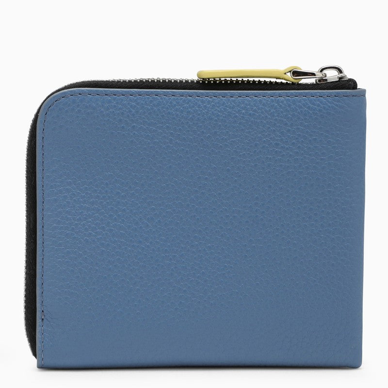 Shop Marni Light Blue Zipped Wallet With Logo Men