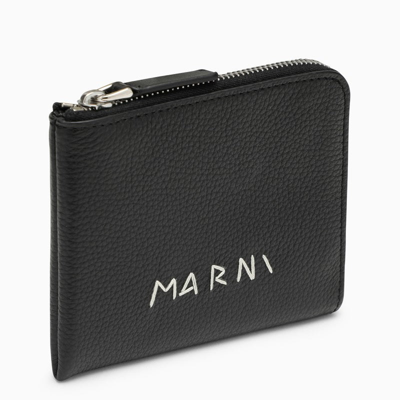 Shop Marni Black Zipped Wallet With Logo Men