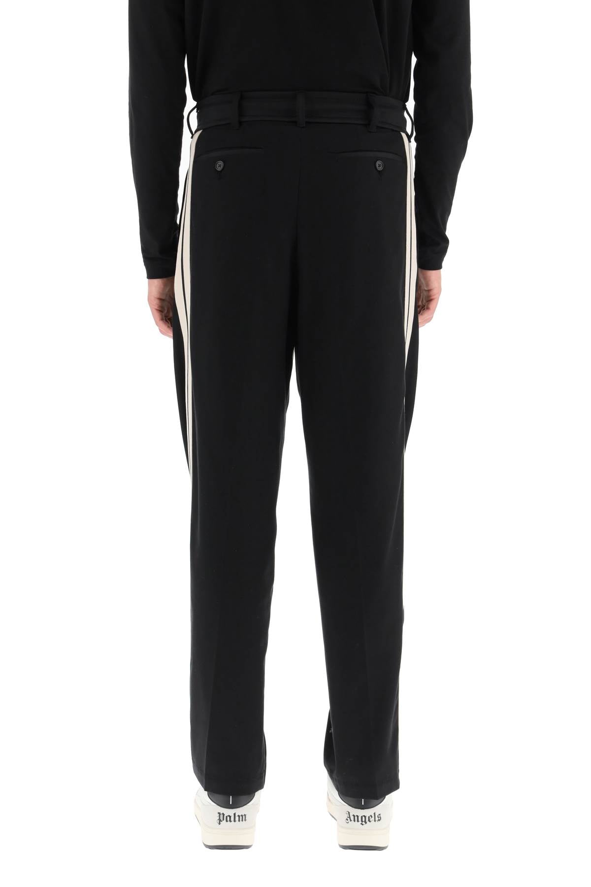 Shop Palm Angels Drawstring Cotton Pants With Side Bands Men In Black