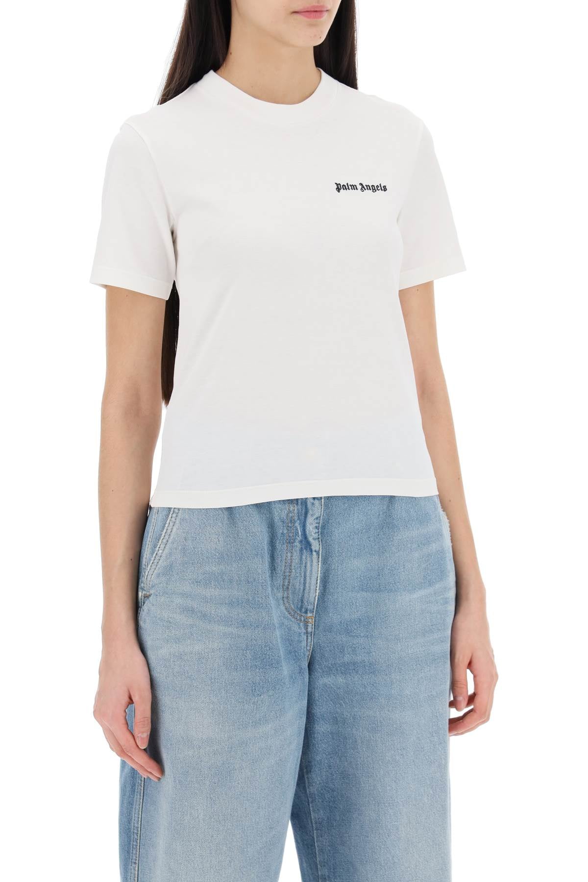 Shop Palm Angels "round-neck T-shirt With Embroidered Women In Multicolor
