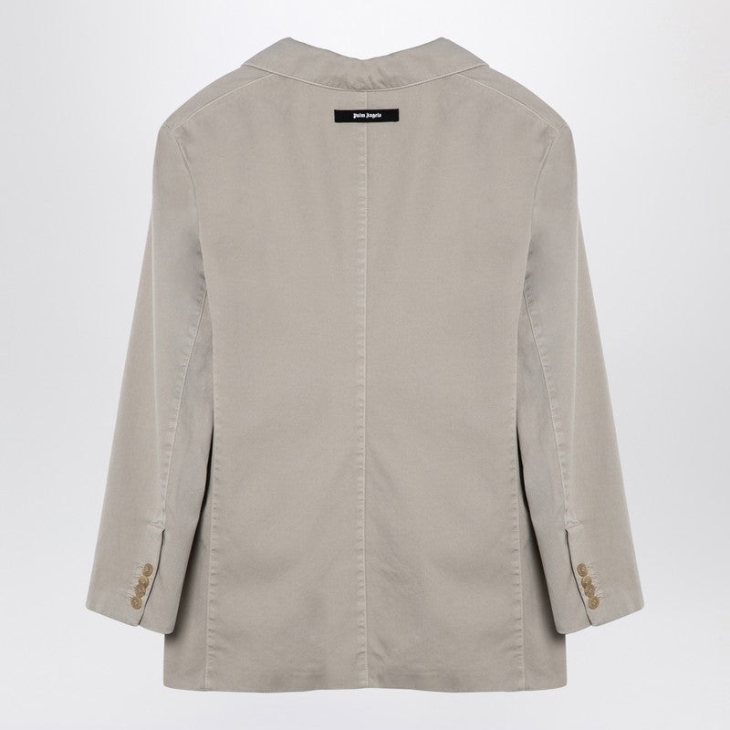 Palm Angels Beige Double-breasted Cotton Jacket Women In Gray