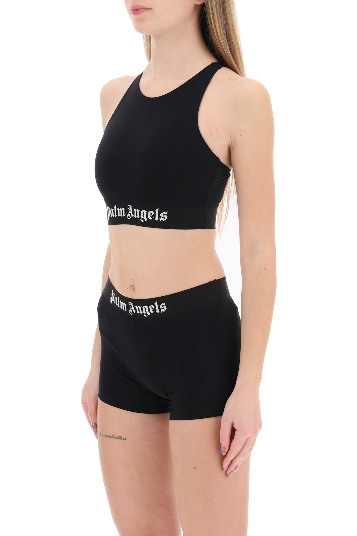 Shop Palm Angels "sport Bra With Branded Band" Women In Multicolor