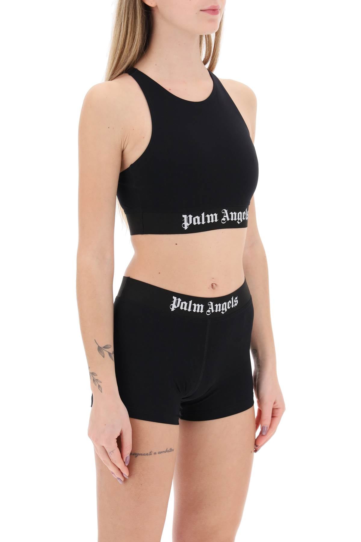 Shop Palm Angels "sport Bra With Branded Band" Women In Multicolor