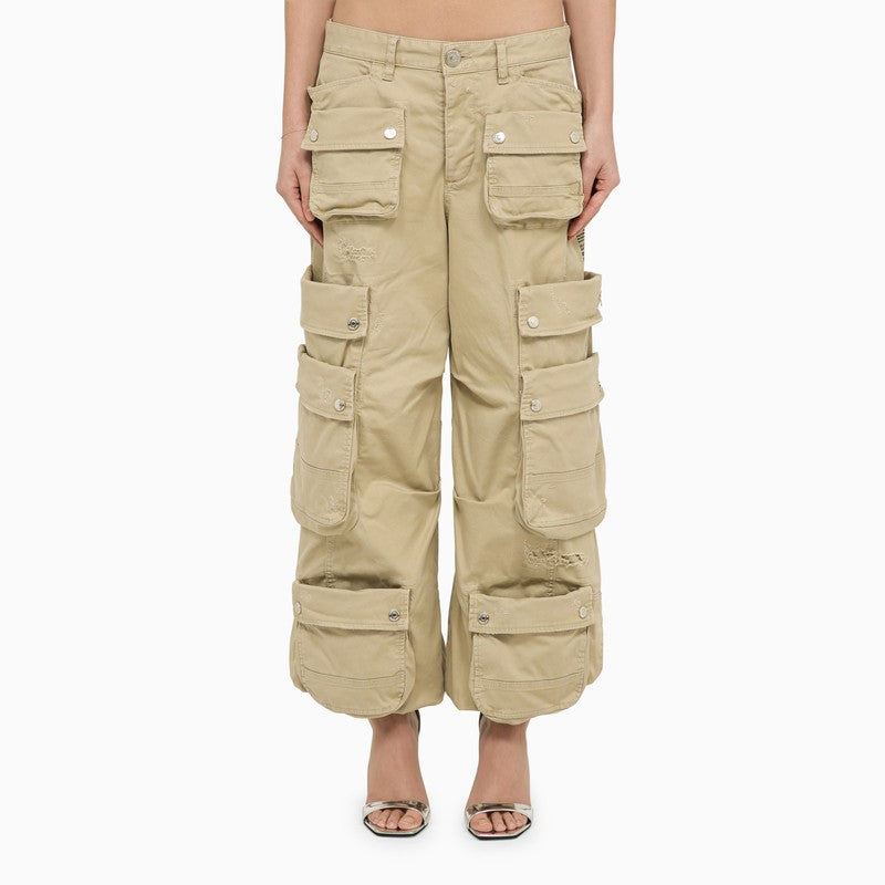 Dsquared2 Beige Multi-pocket Cargo Trousers Women In Cream