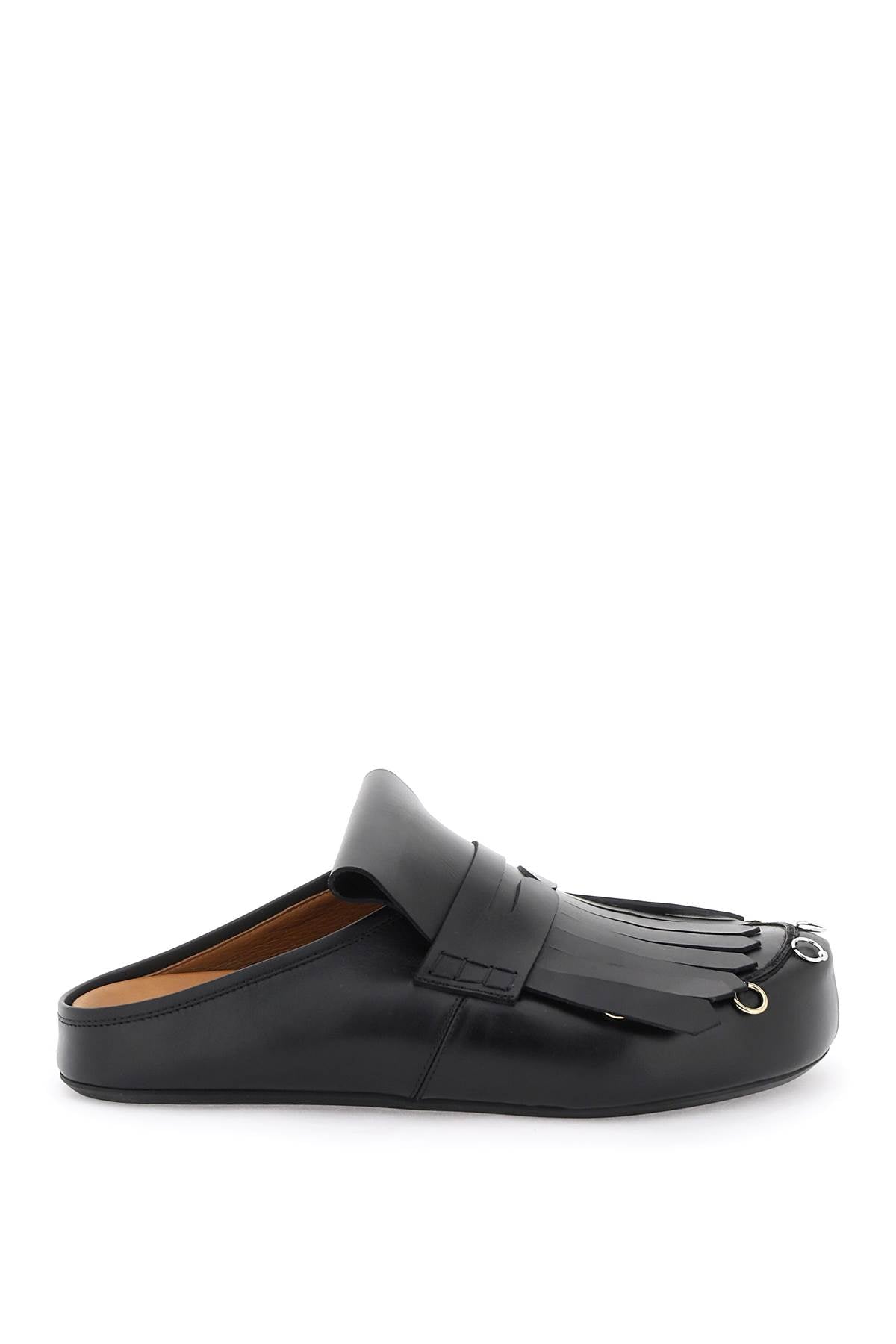 Shop Marni Leather Clogs With Bangs And Piercings Men In Black