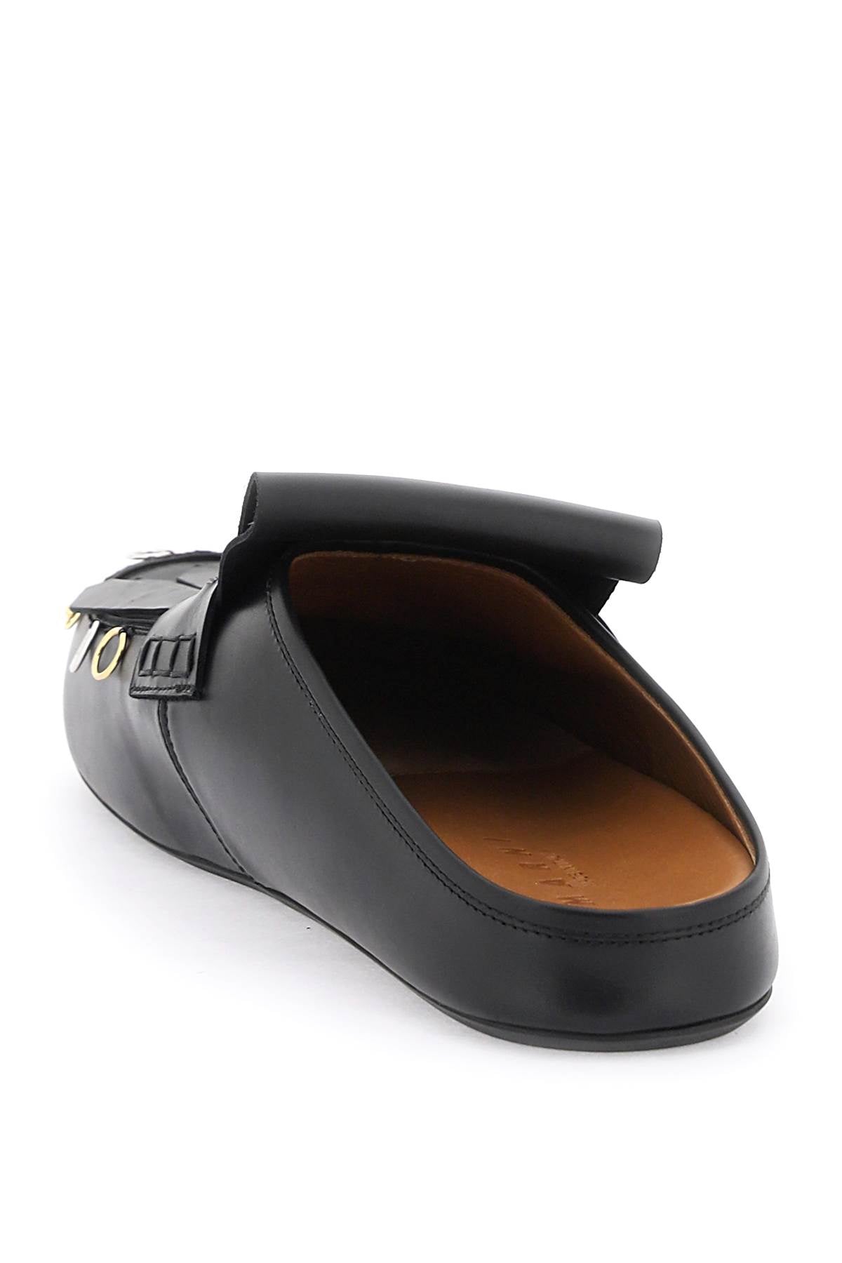 Shop Marni Leather Clogs With Bangs And Piercings Men In Black