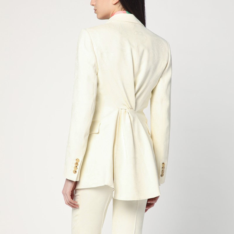 Etro White Jacquard Jacket With Crossover Detail Women In White