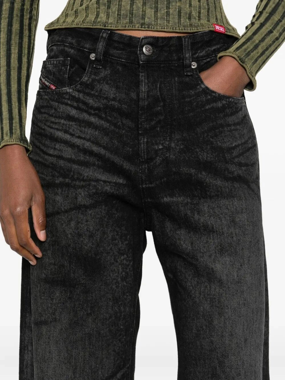 Diesel Jeans Wide Leg Effetto Consumanto In Multi