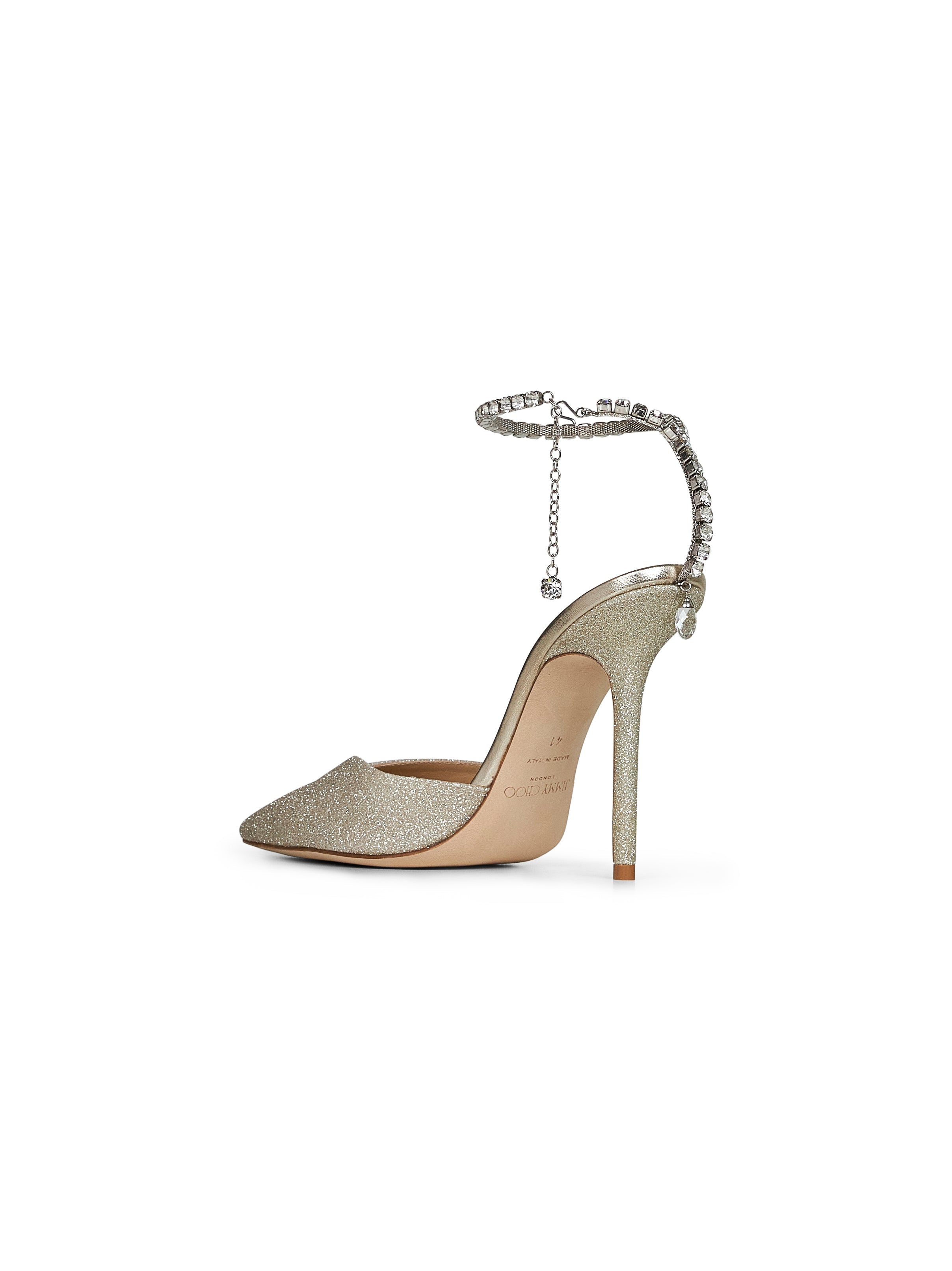 Jimmy Choo Women Platinum Glitter Saeda 100 Pumps