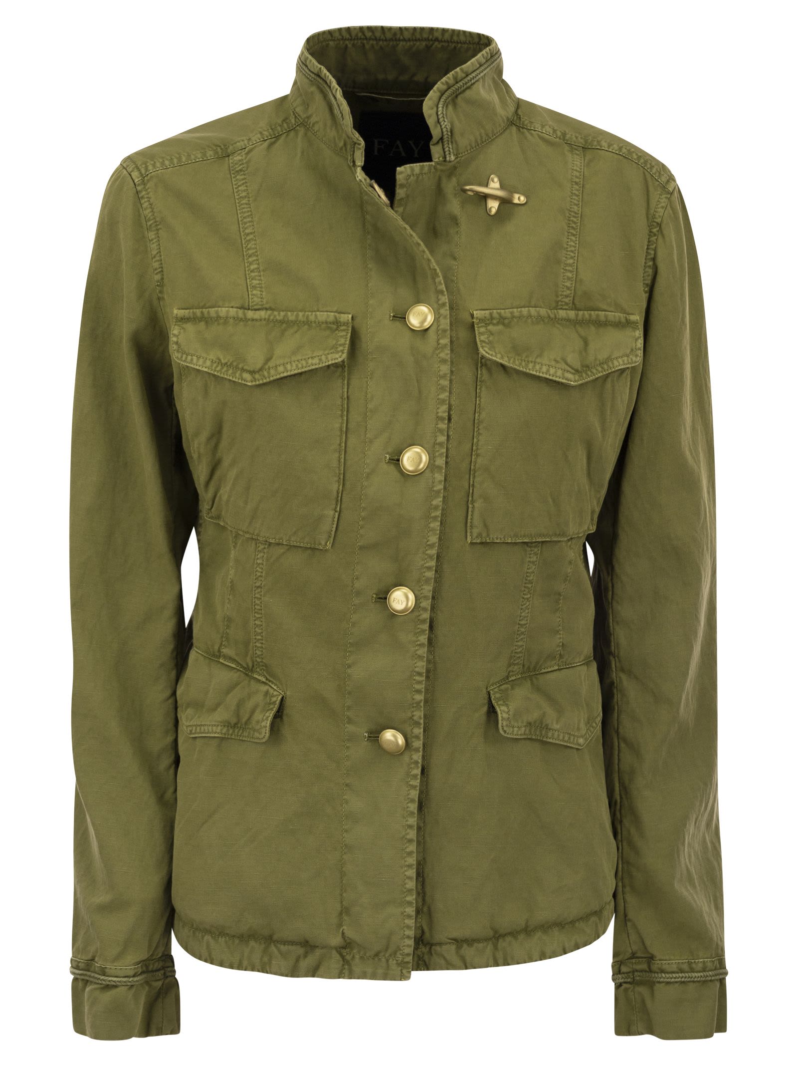 Fay Giacca Stile Militare Sahariana In Multicolor