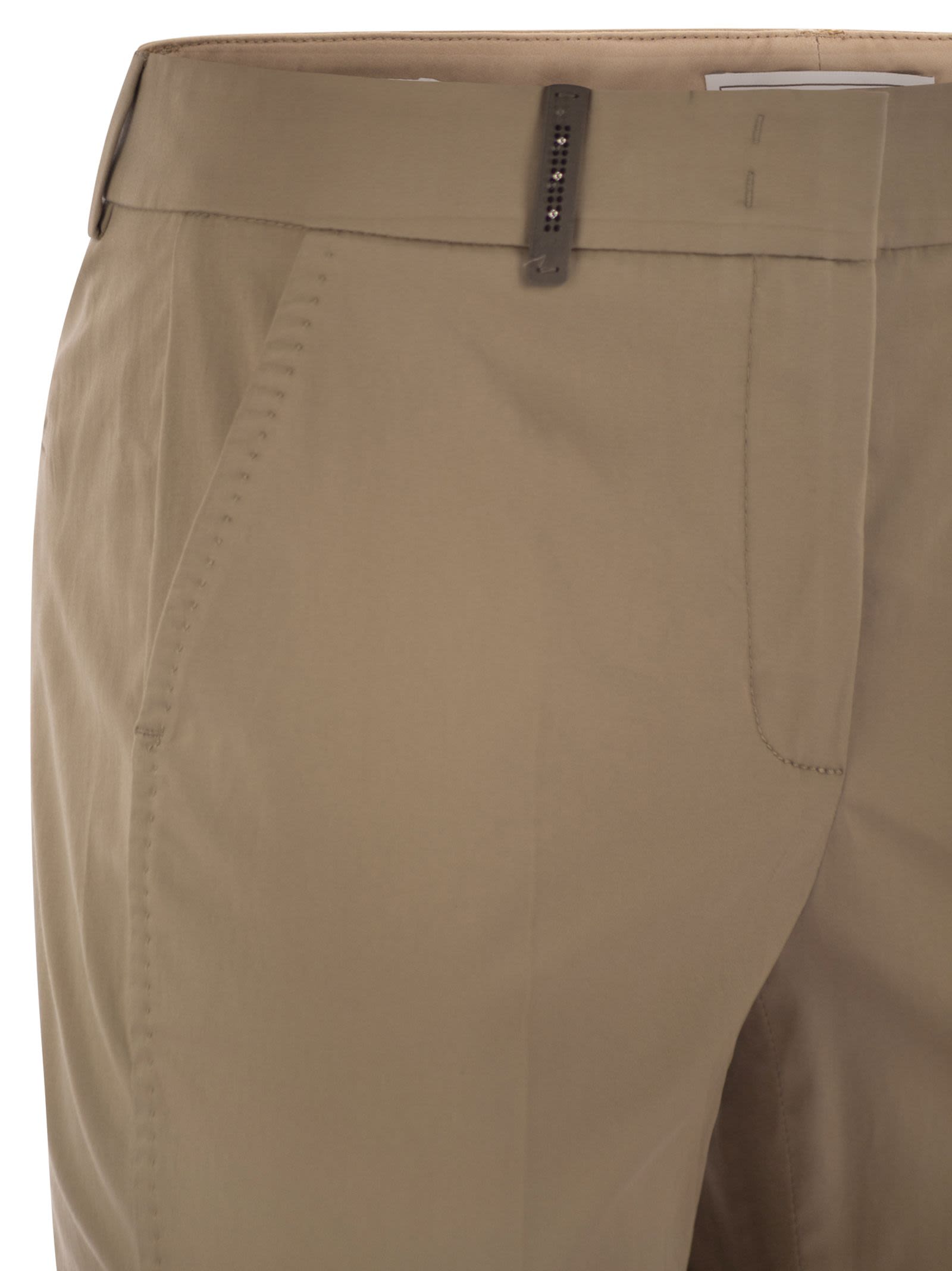Peserico Women Light Cotton Satin Cigarette Trousers In Brown