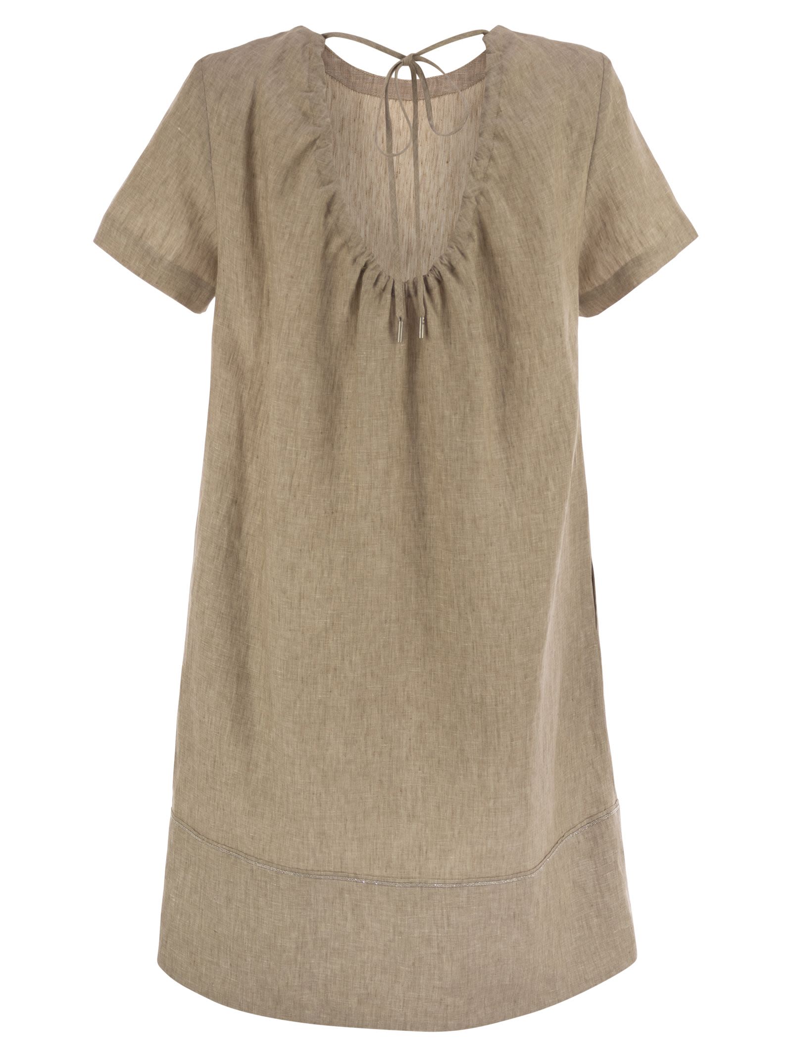 Peserico Women Linen Midi Dress In Brown