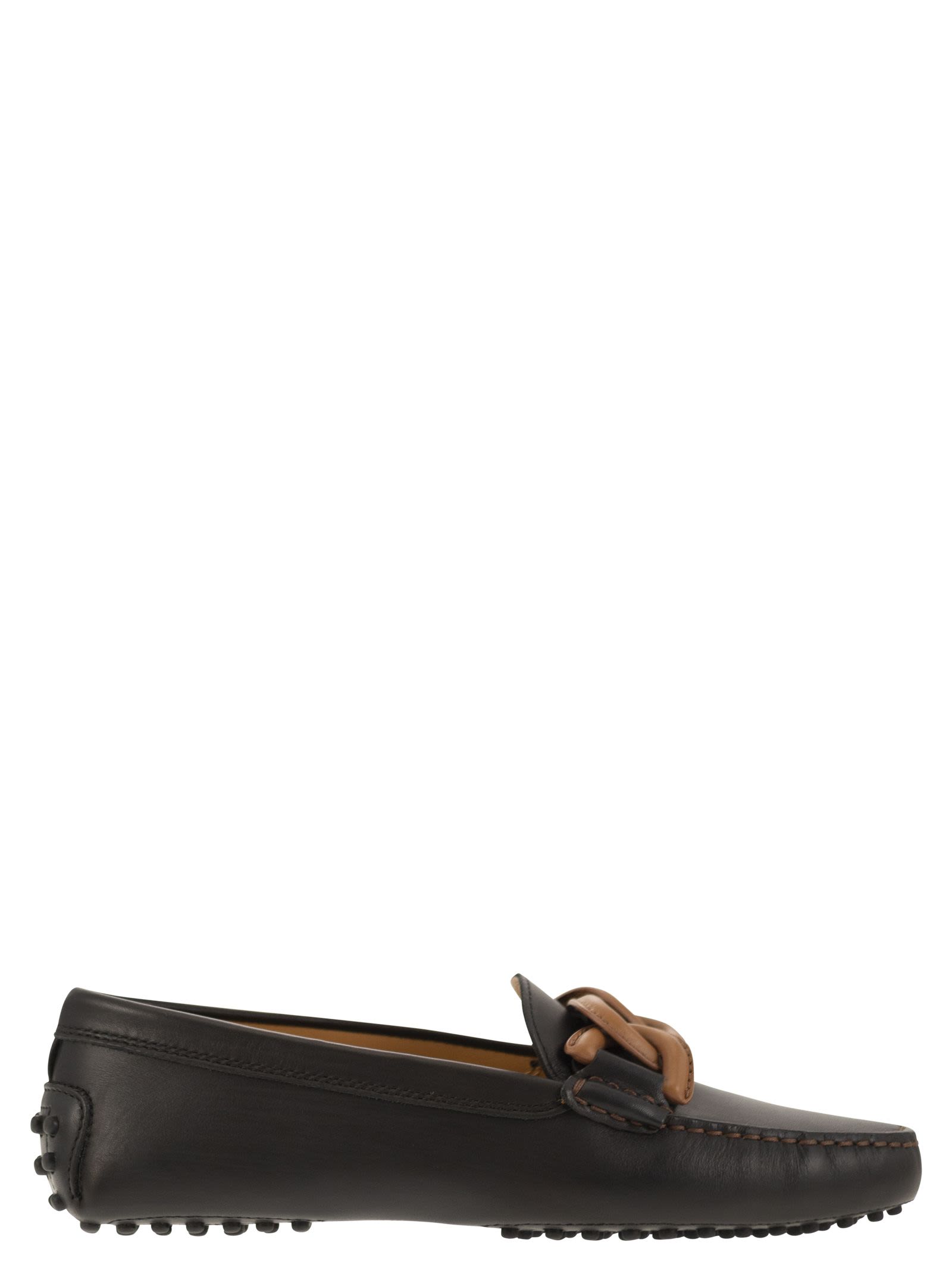 Tod's Kate Commino Chain-link Driving Shoes In Black