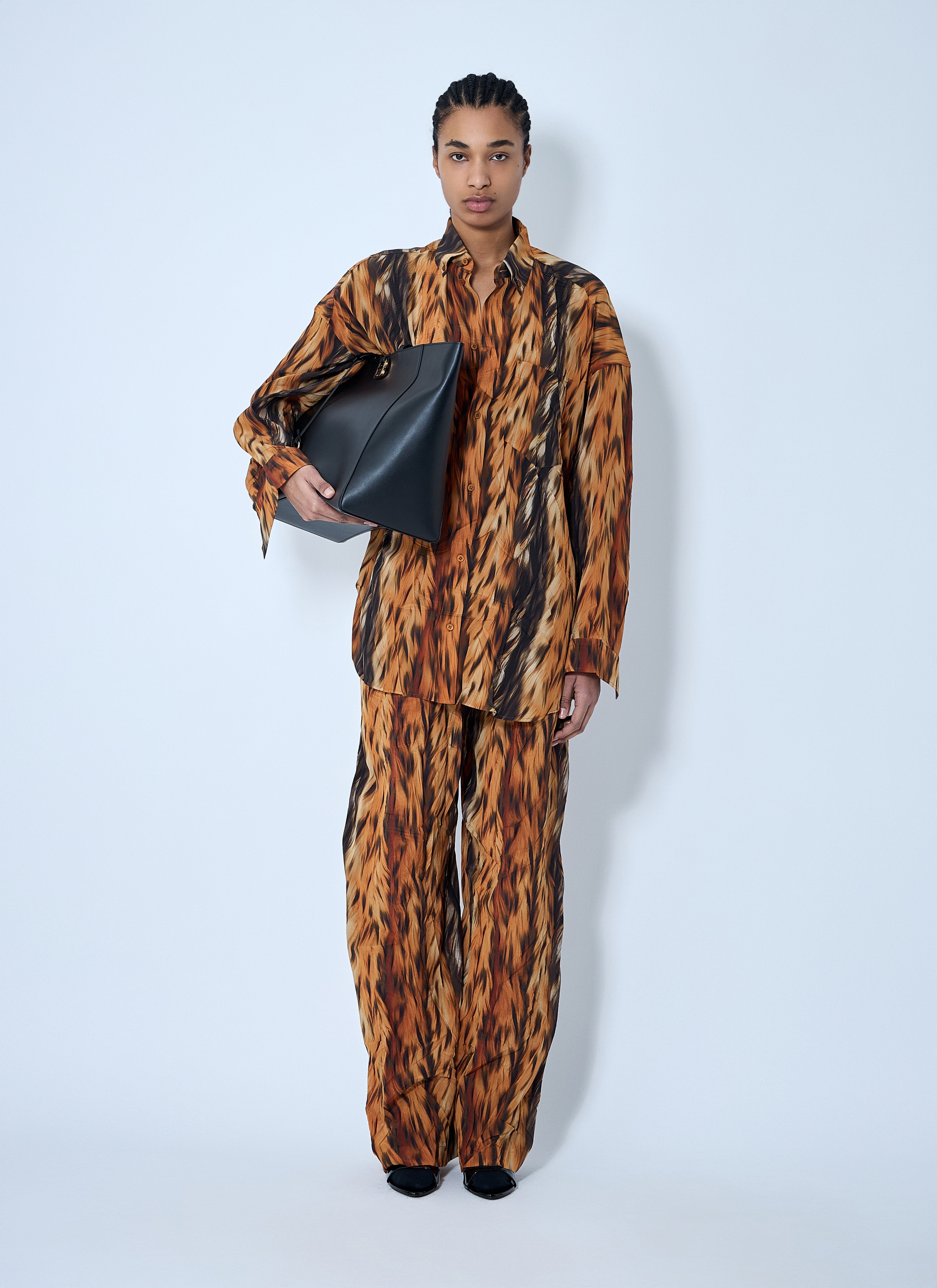 Balenciaga Straight Leg Trousers Elastic Waistband In Brown