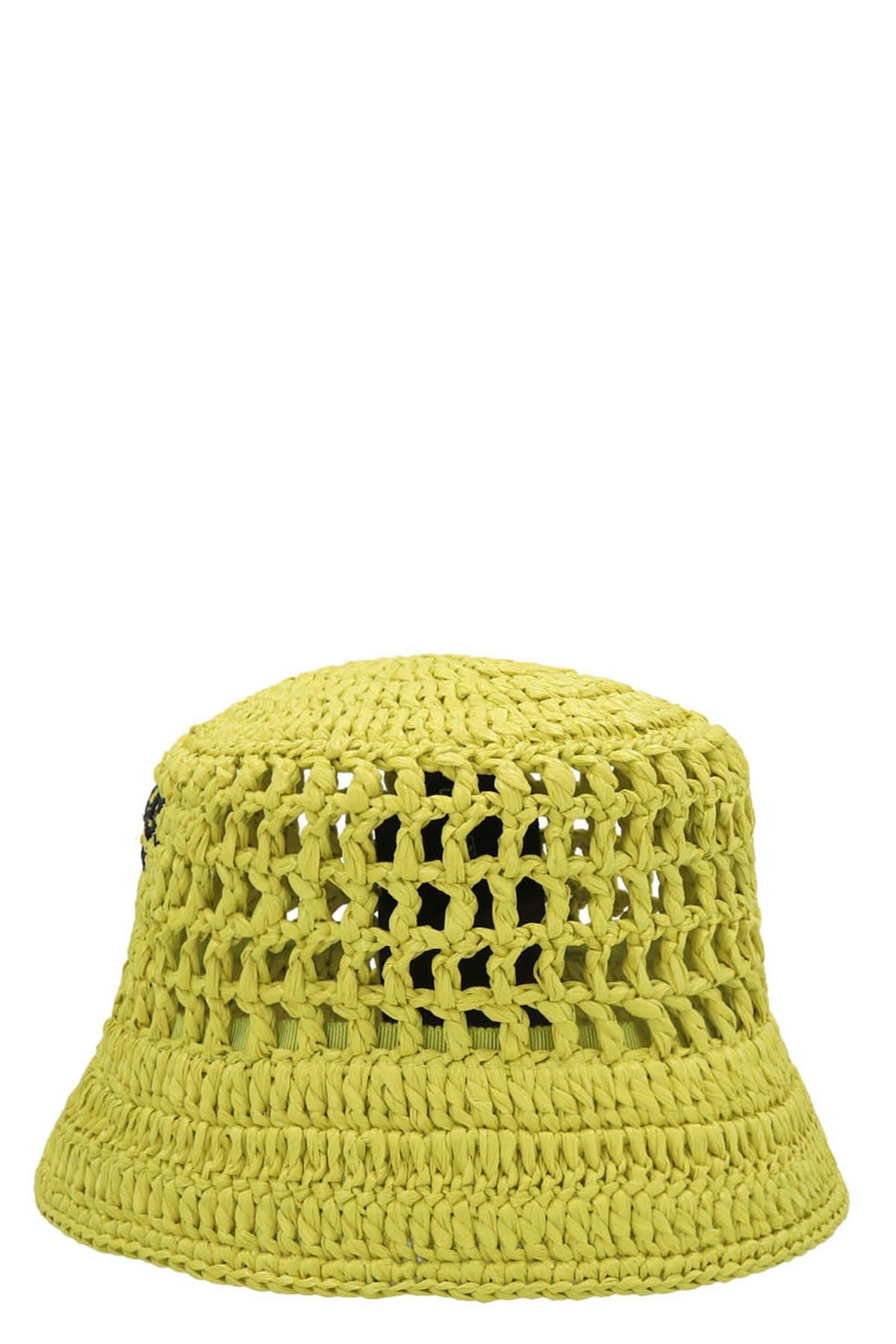 Prada Women Logo Raffia Bucket Hat In Yellow