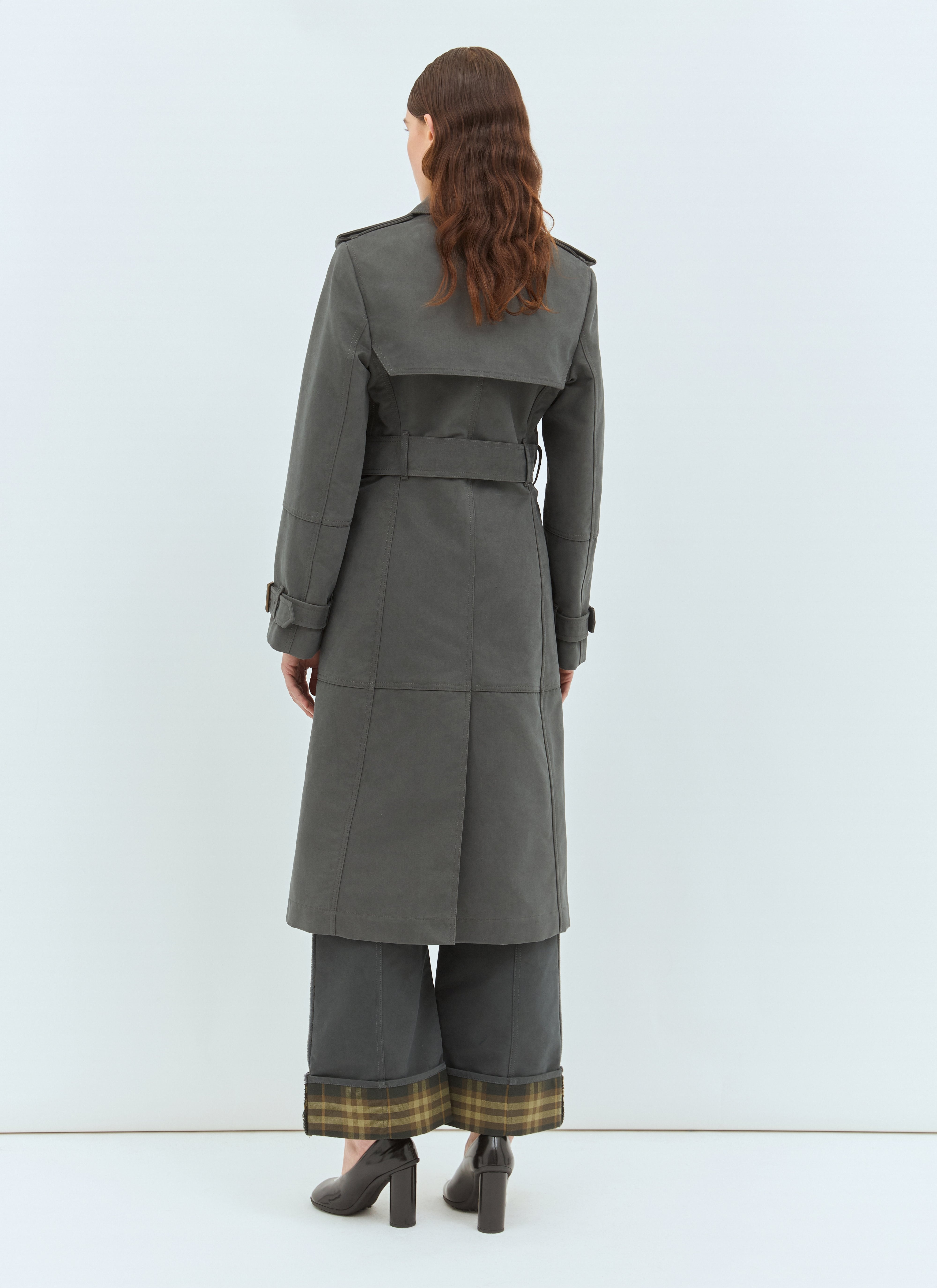 Burberry Women Long Cotton Nylon Trench Coat In Gray