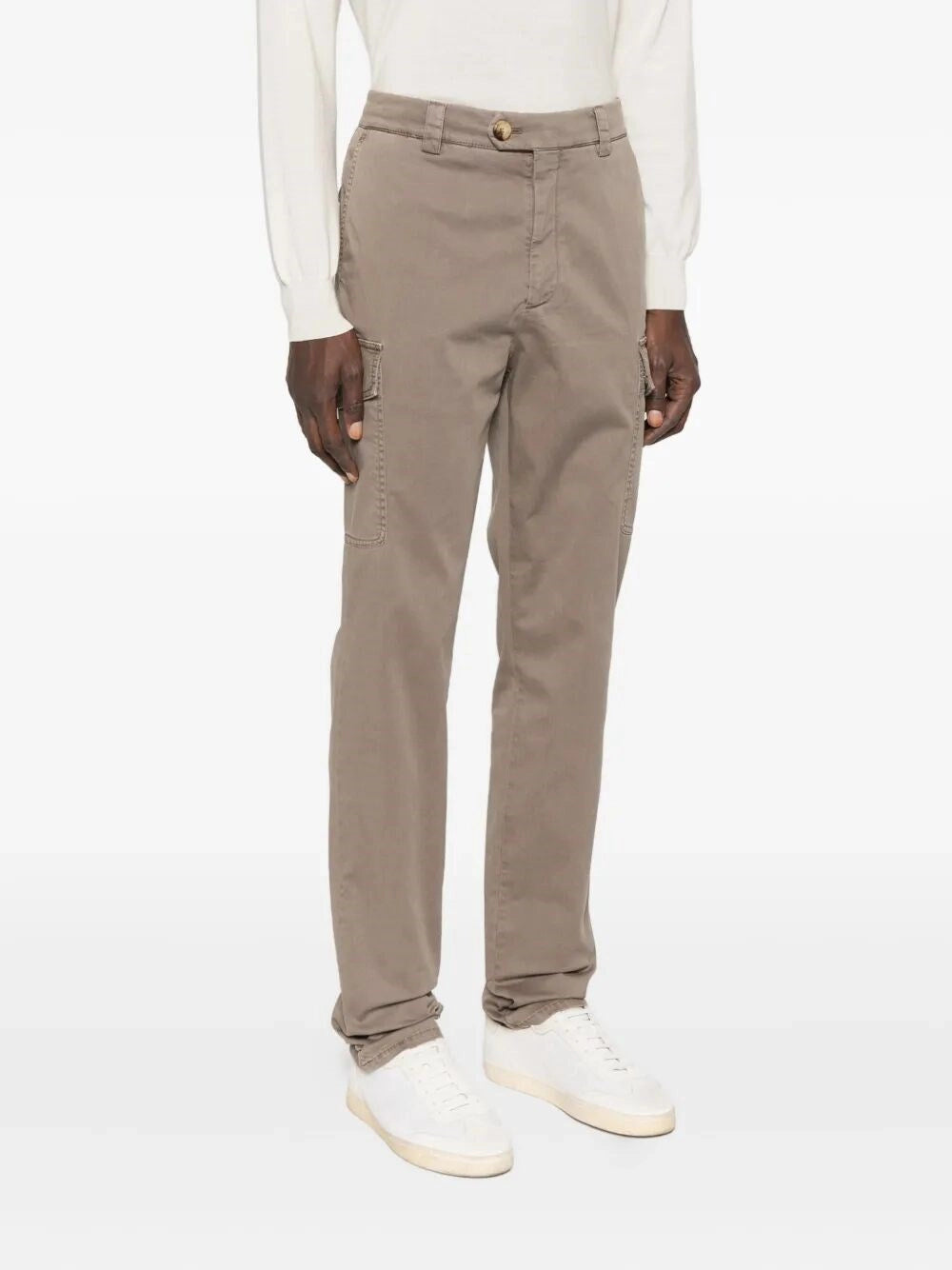 Brunello Cucinelli Cargo-pocket Cotton Trousers In Brown
