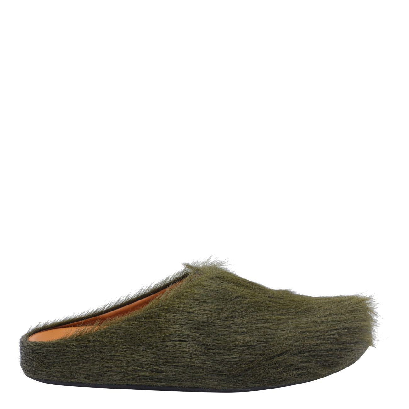 Marni Green Long-haired Calfskin Footbed Sabot In Green