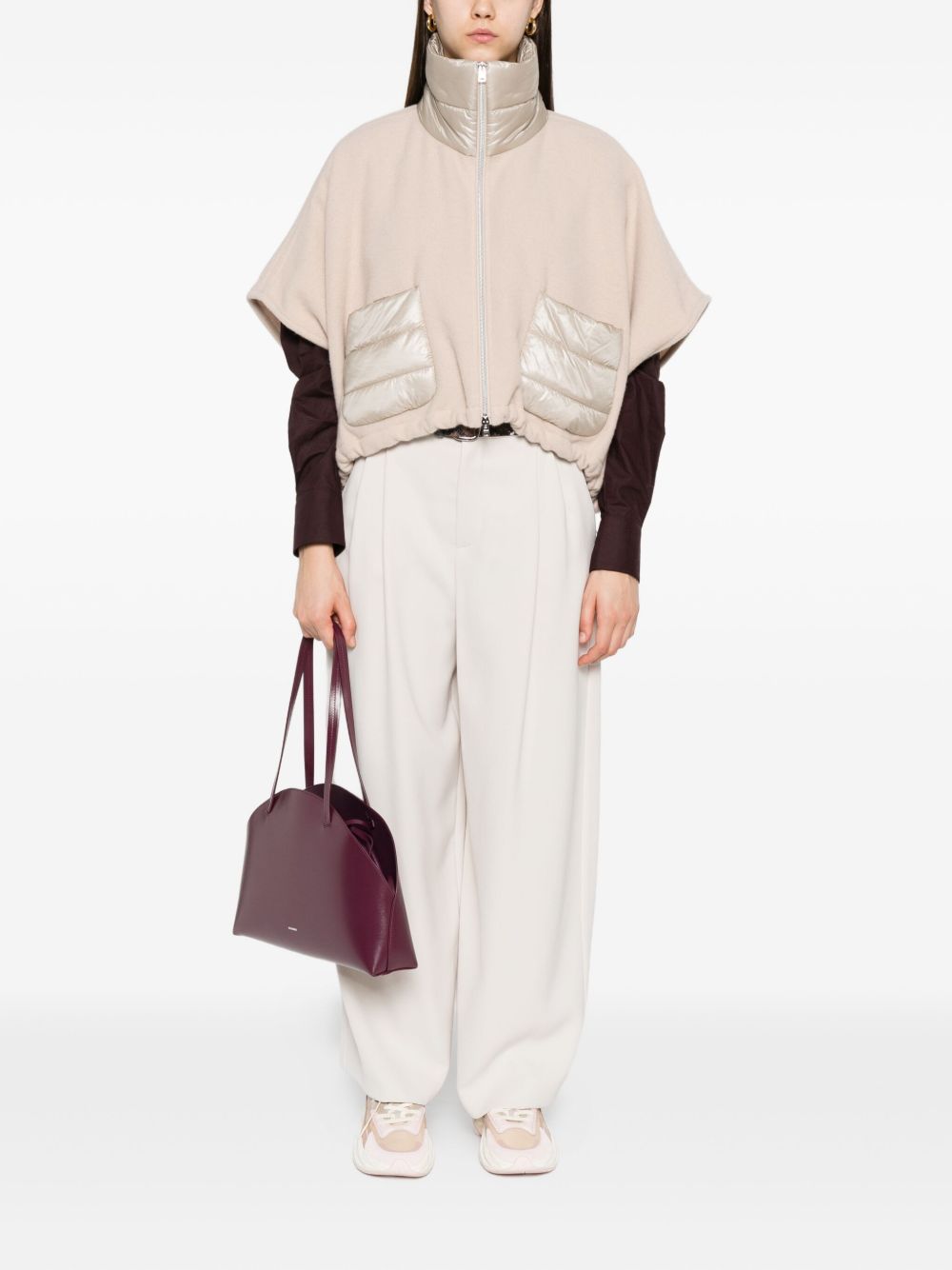 Herno Resort Short-sleeve Poncho In Neutral