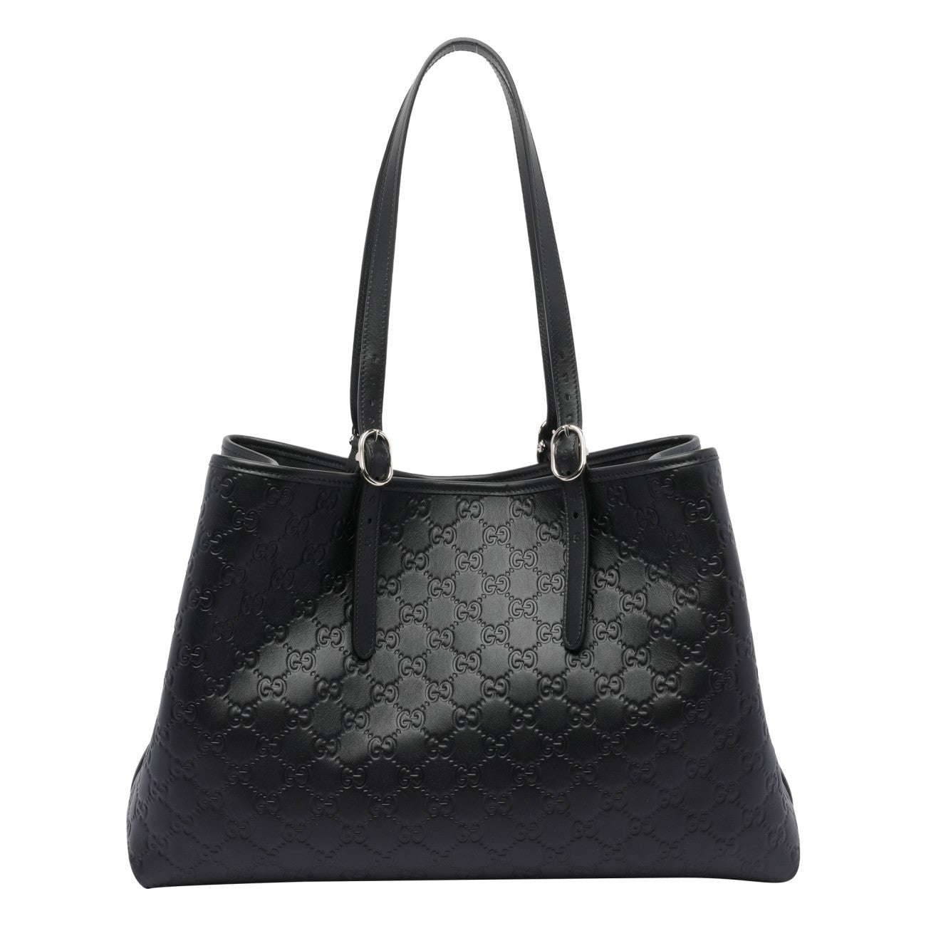 Gucci Women Gg Emblem Leather Shoulder Bag In Black