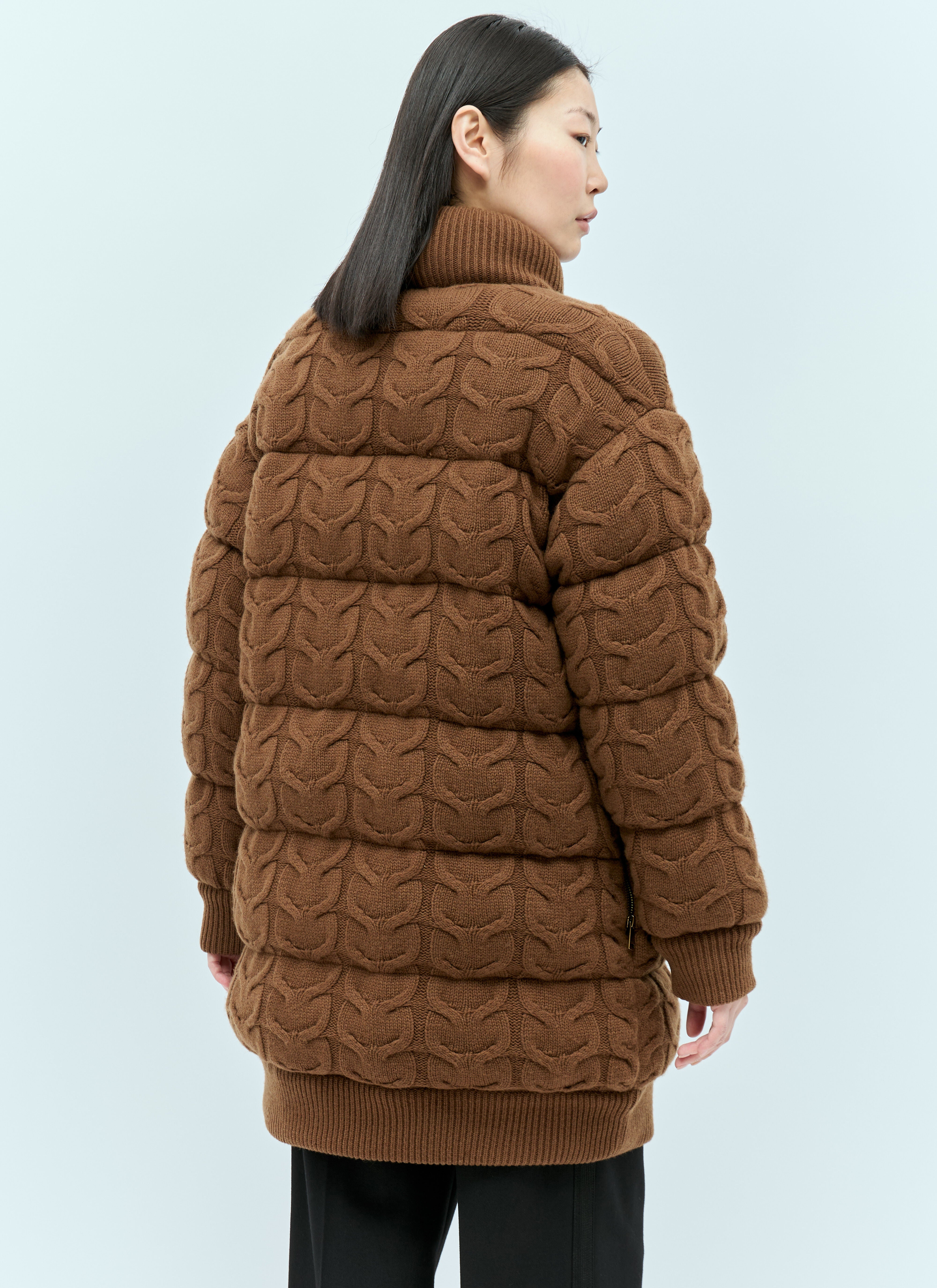 Shop Max Mara Women Wool And Cashmere Down Jacket In Brown