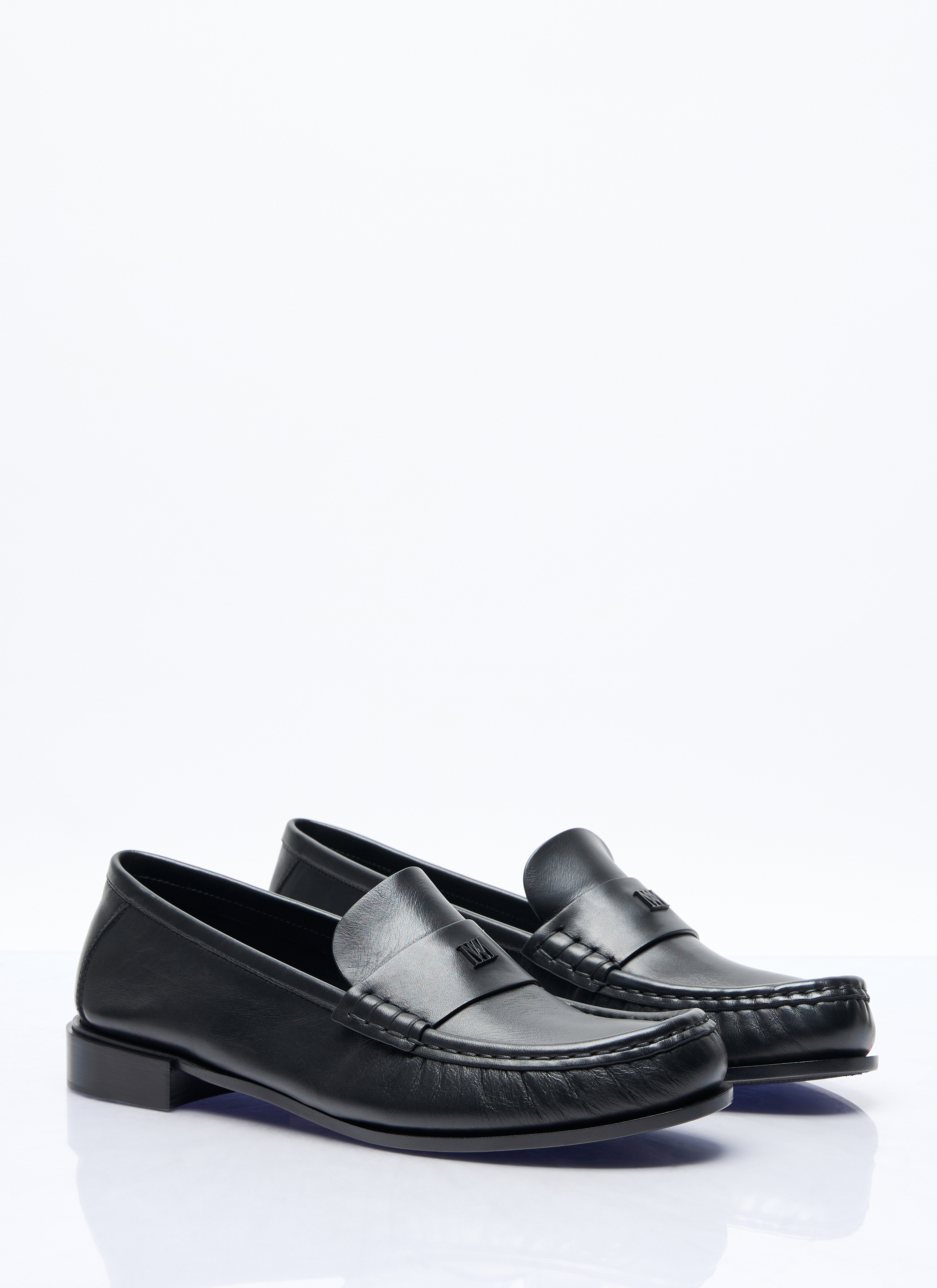 Max Mara Women Logo Plaque Leather Loafers In Black