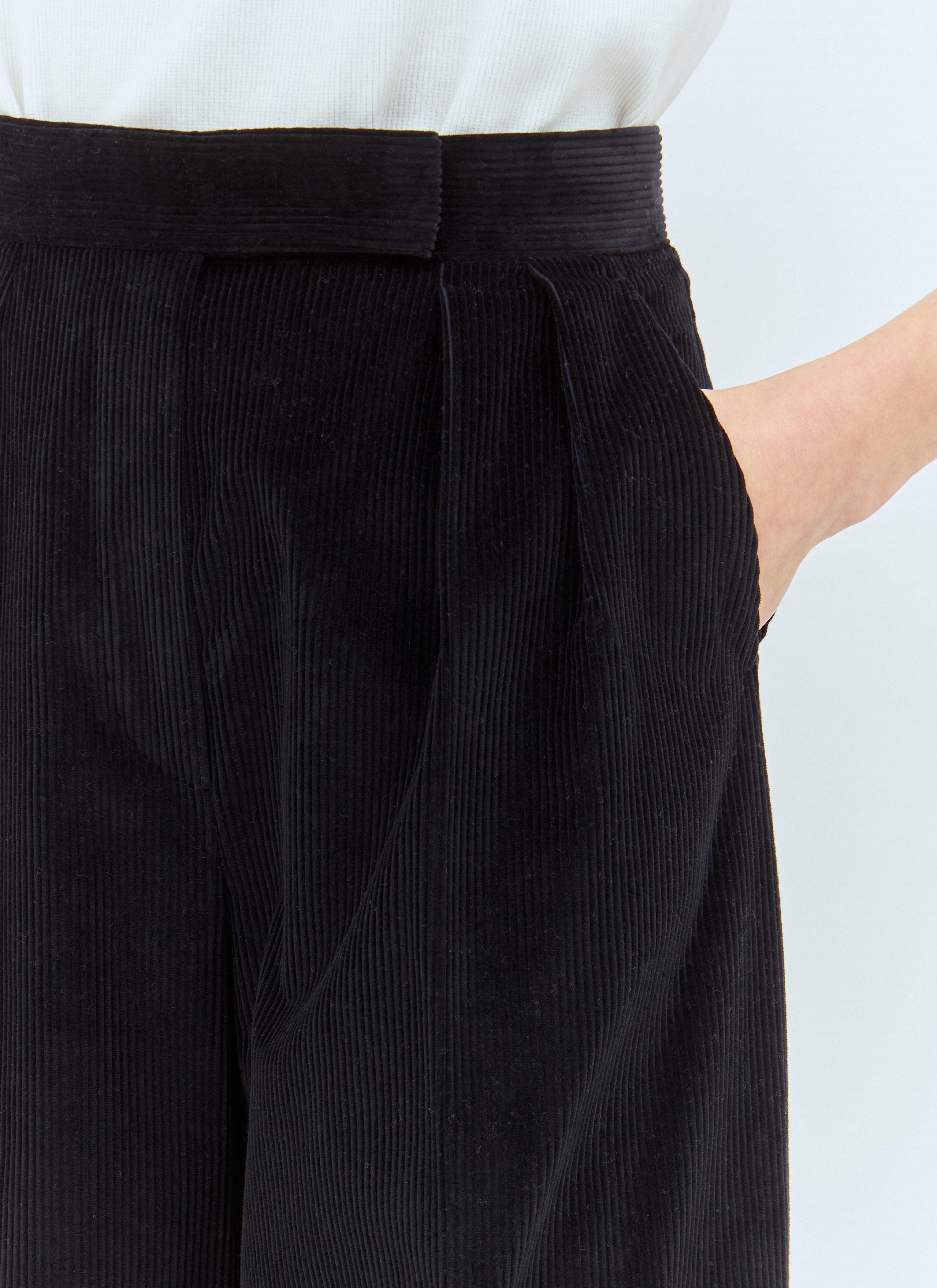 Max Mara Women Wide-leg Corduroy Pants In Black