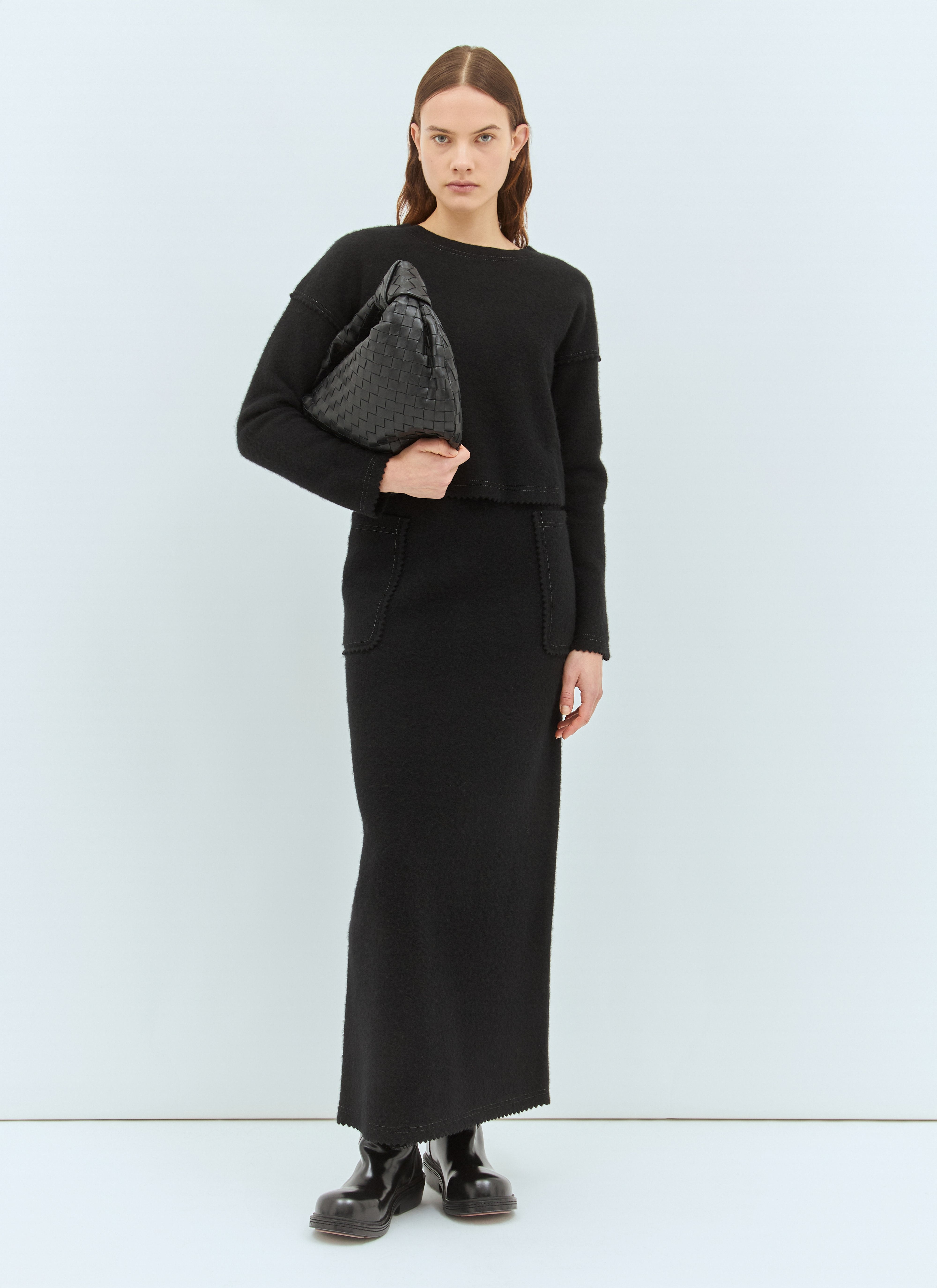 Max Mara Women Wool And Cashmere Long Skirt In Black