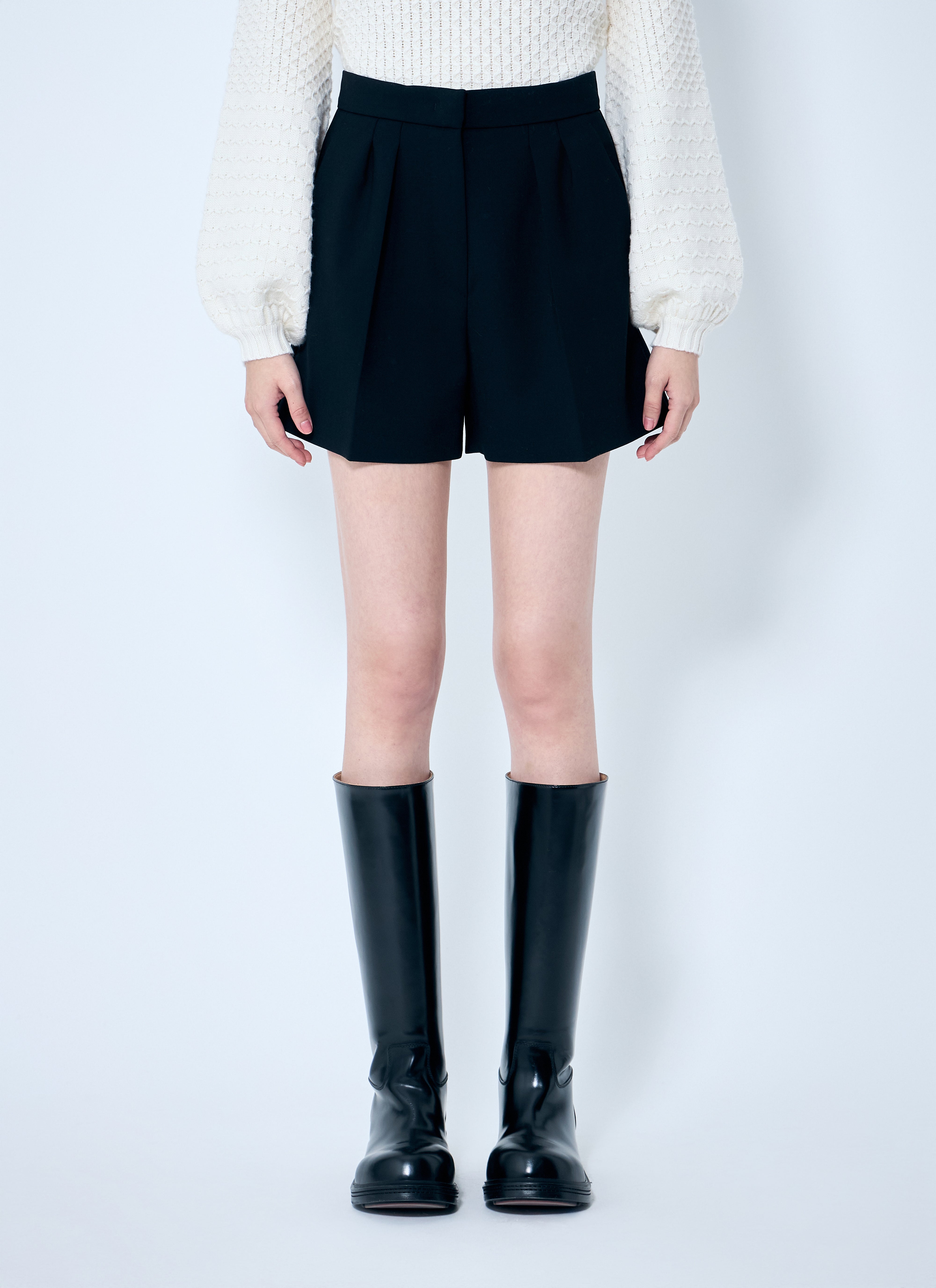Max Mara Women Wool Canvas Shorts In Blue