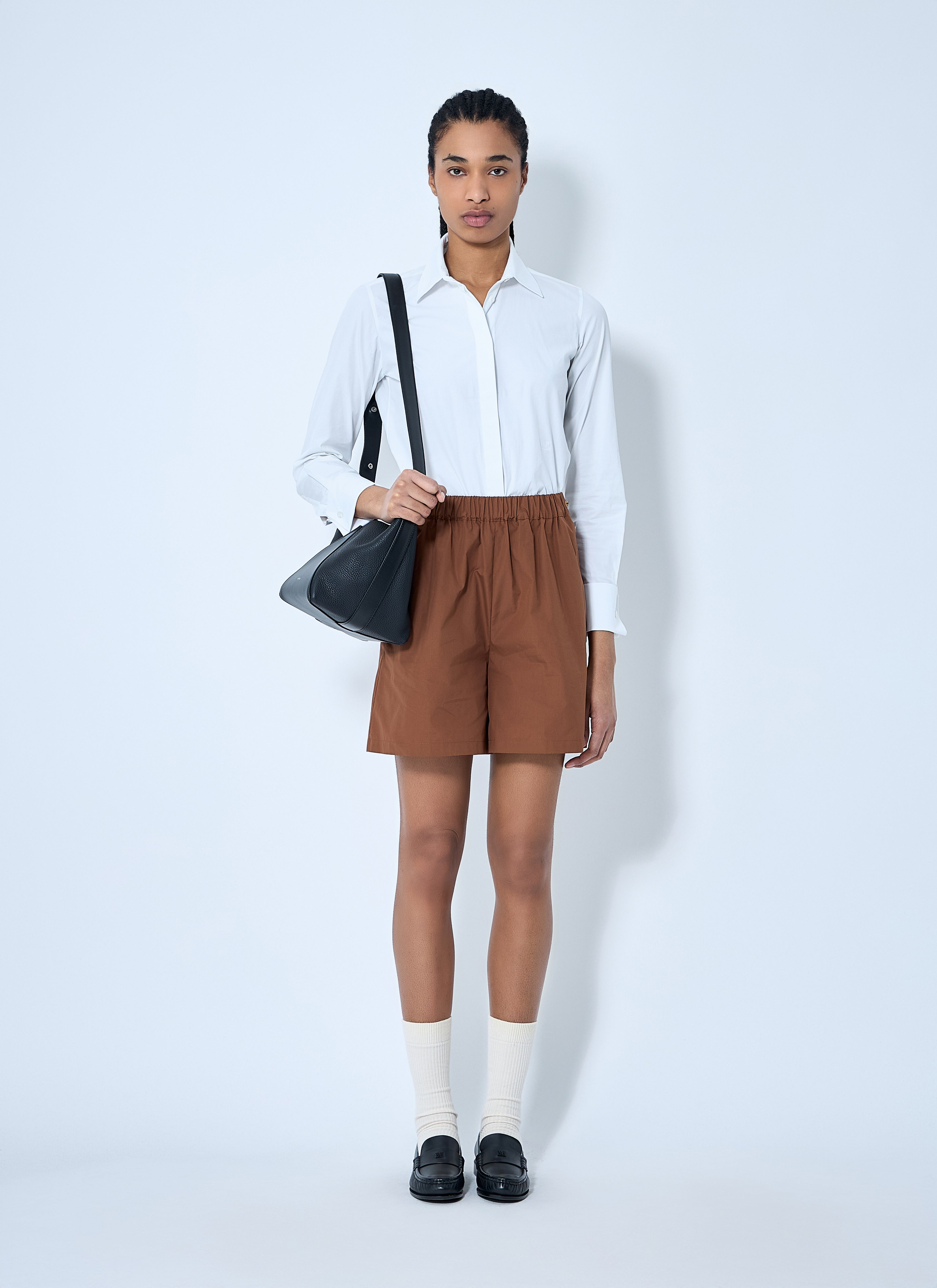 Max Mara Haway Mini Shorts With Side Drawstring In Brown