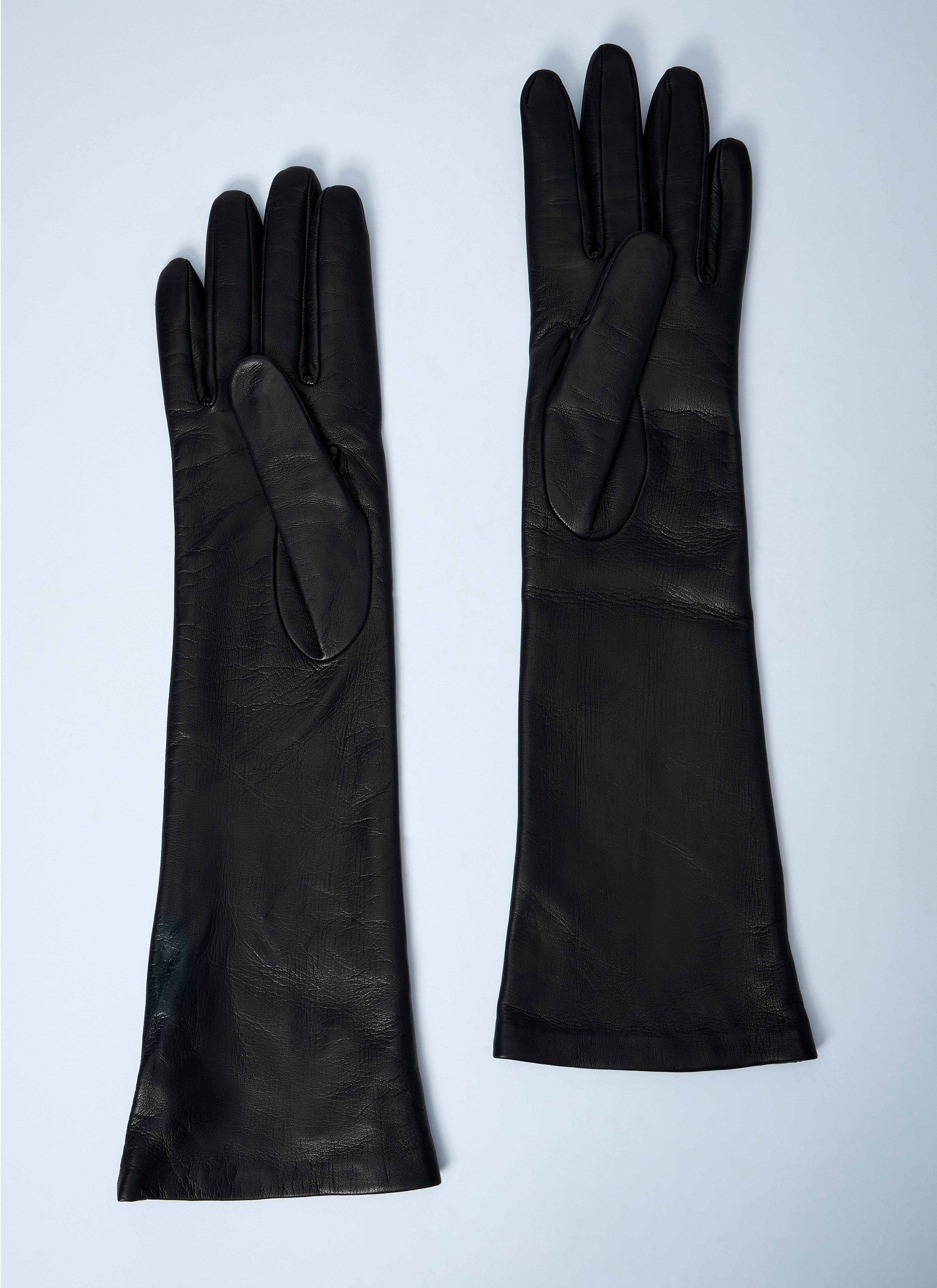 Max Mara Women Leather Gloves In Black