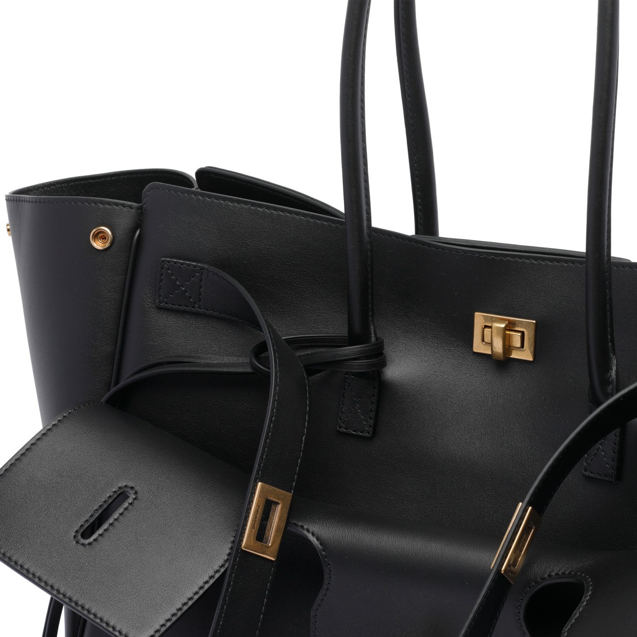 Balenciaga Women Black Leather Medium Carry All Bel Air Shopping Bag
