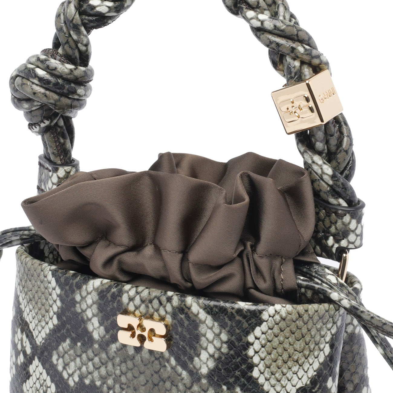 Ganni Women Mini Bou Snake Bucket Bag